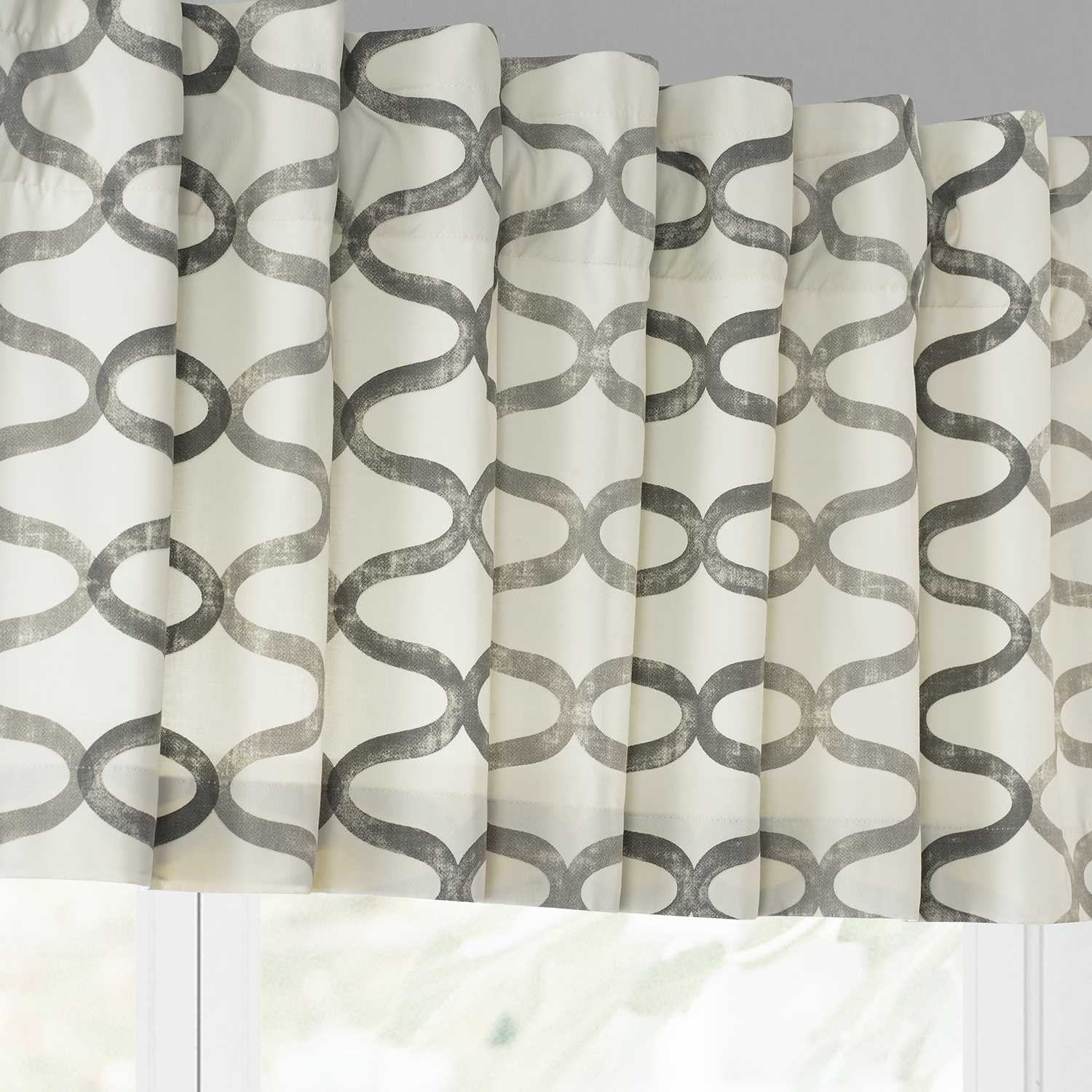 Illusions Silver Grey Printed Cotton Window Valance