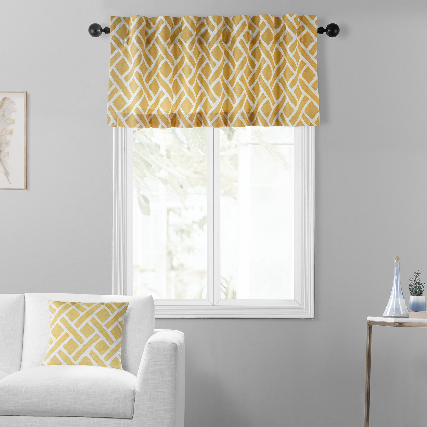 Martinique Yellow Printed Cotton Window Valance