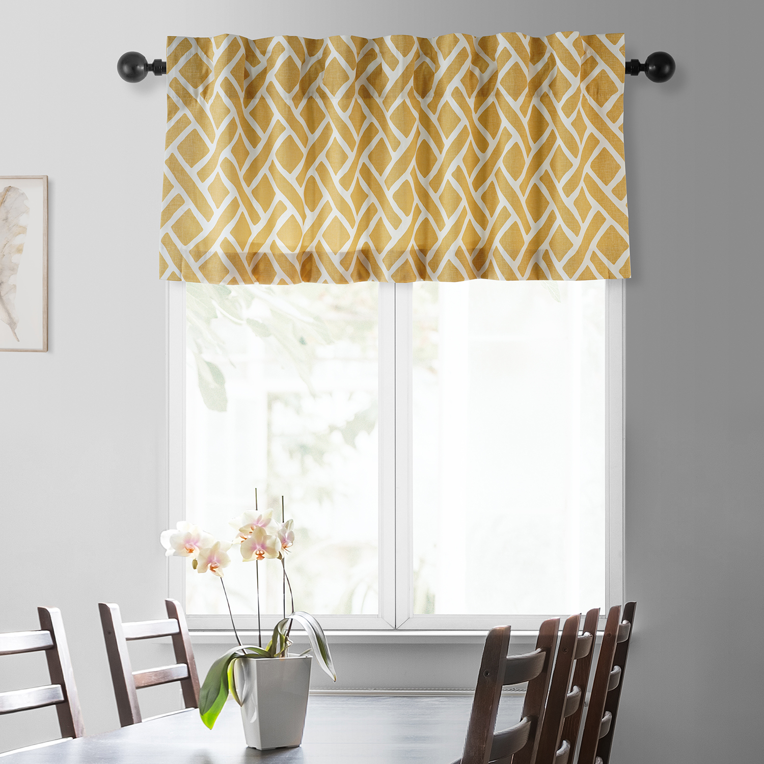 Martinique Yellow Printed Cotton Window Valance