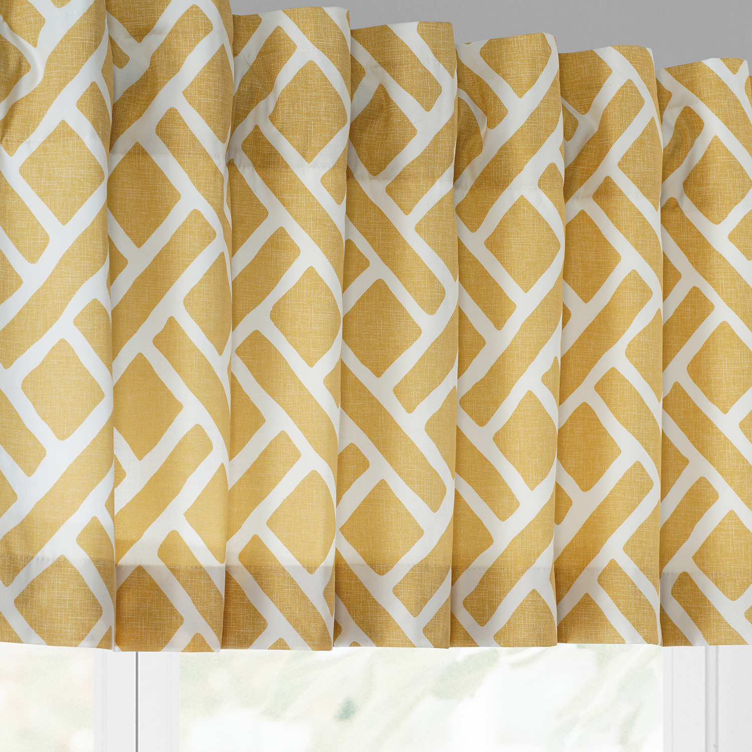 Martinique Yellow Printed Cotton Window Valance