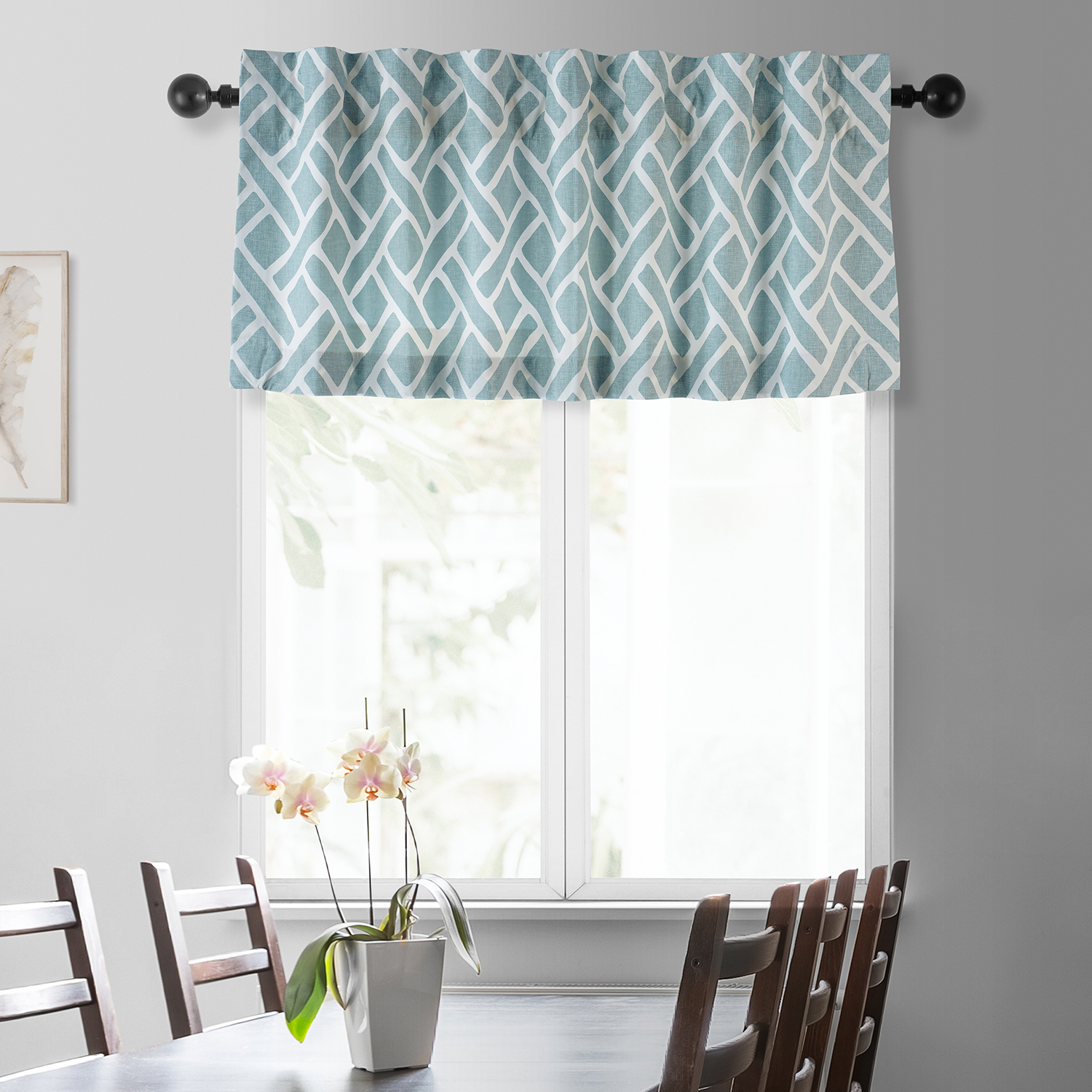 Martinique Aqua Printed Cotton Window Valance