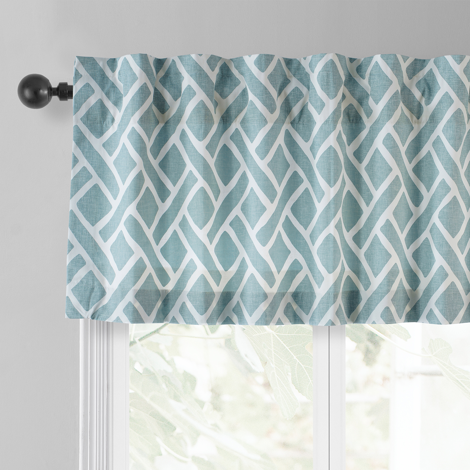 Martinique Aqua Printed Cotton Window Valance