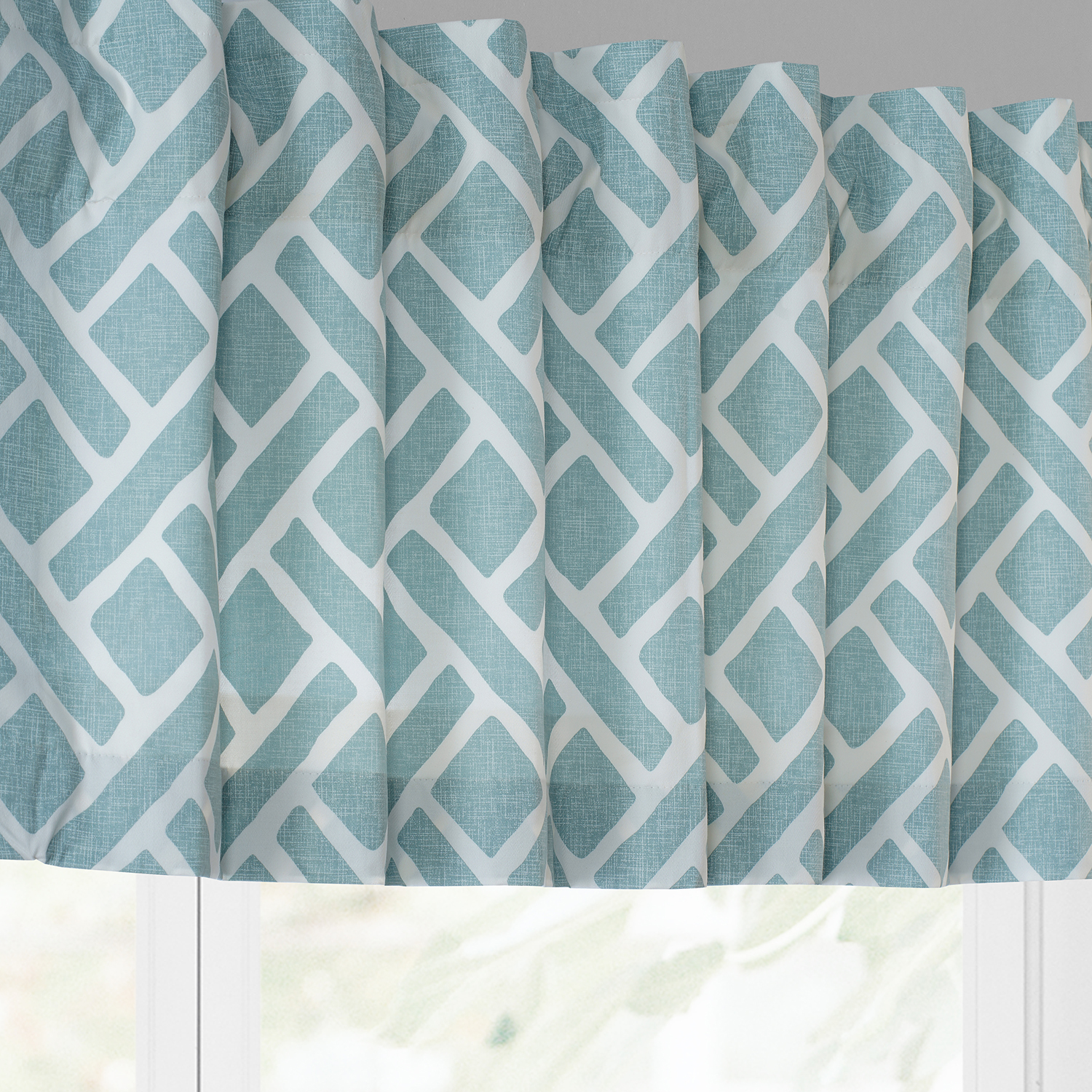 Martinique Aqua Printed Cotton Window Valance