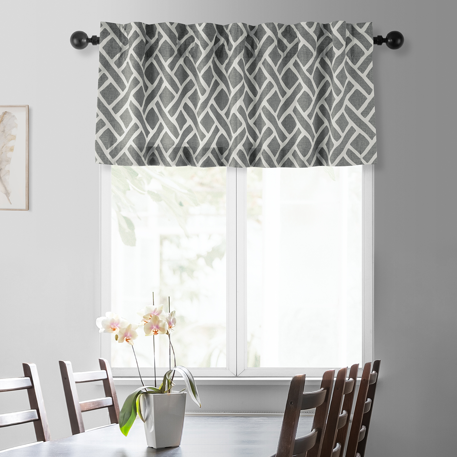 Martinique Grey Printed Cotton Window Valance