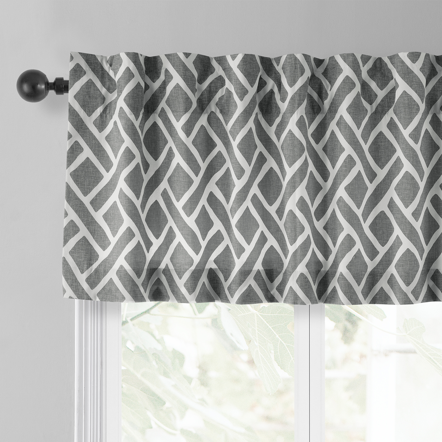 Martinique Grey Printed Cotton Window Valance