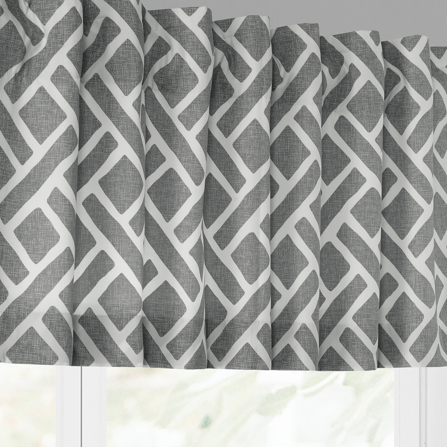 Martinique Grey Printed Cotton Window Valance