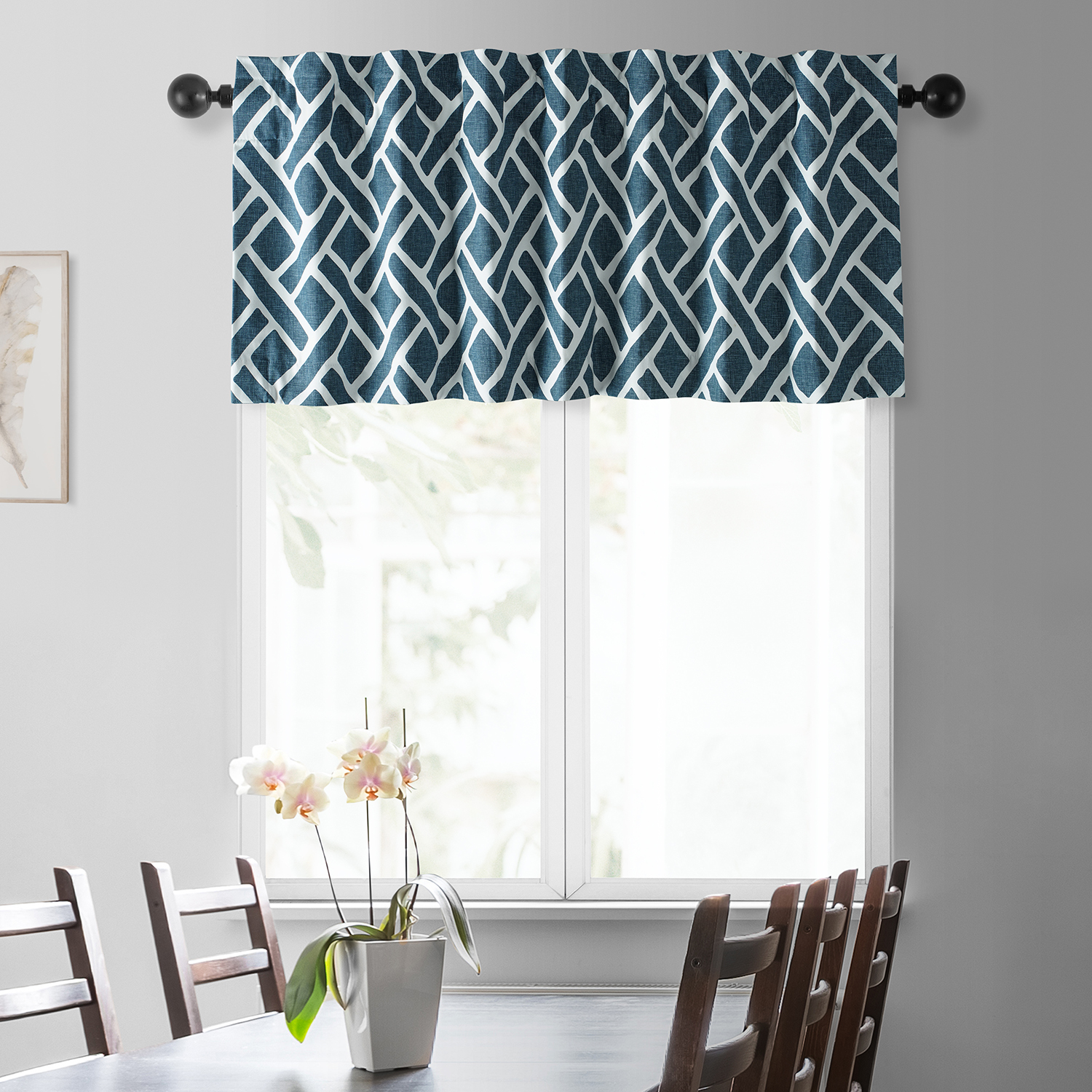 Martinique Blue Printed Cotton Window Valance