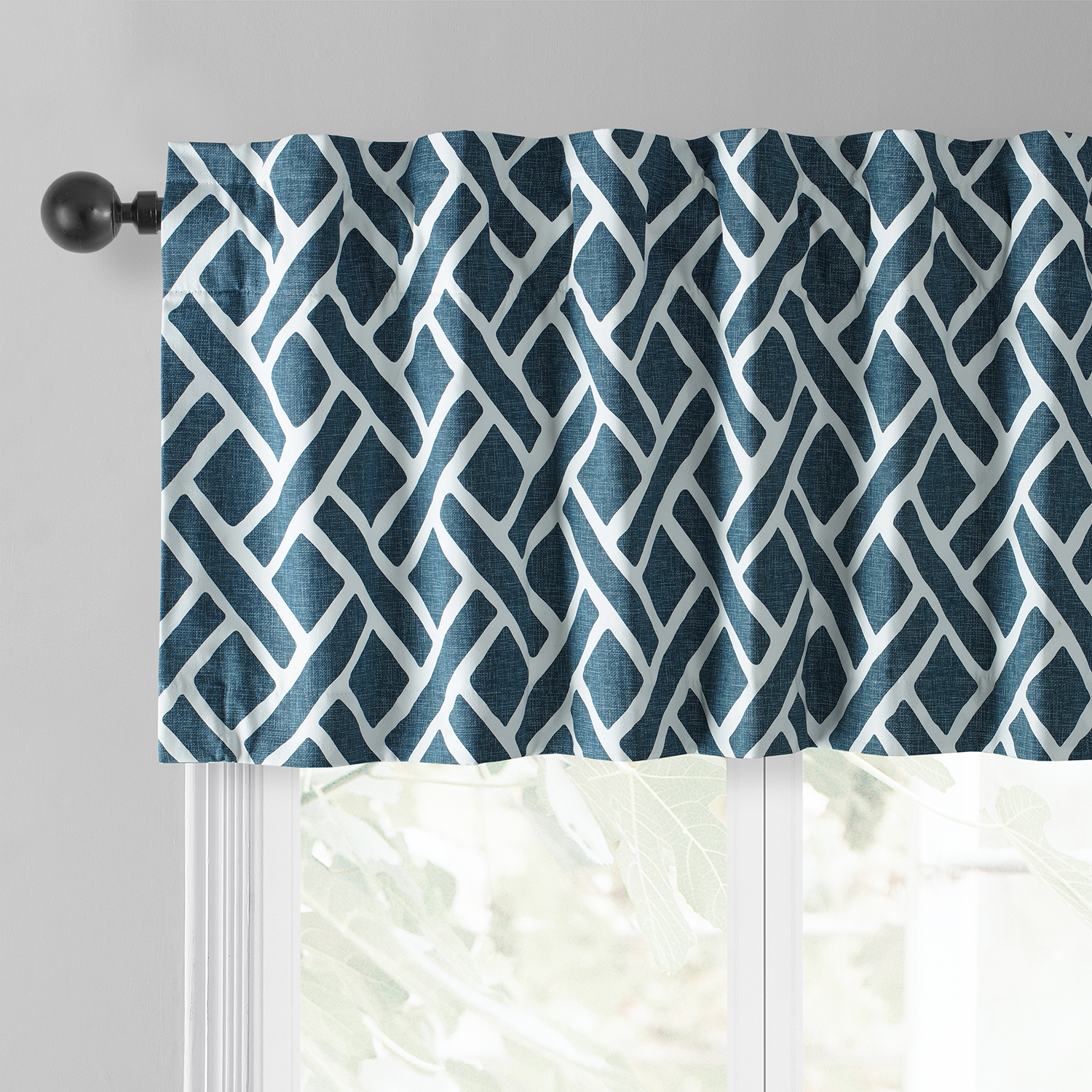 Martinique Blue Printed Cotton Window Valance