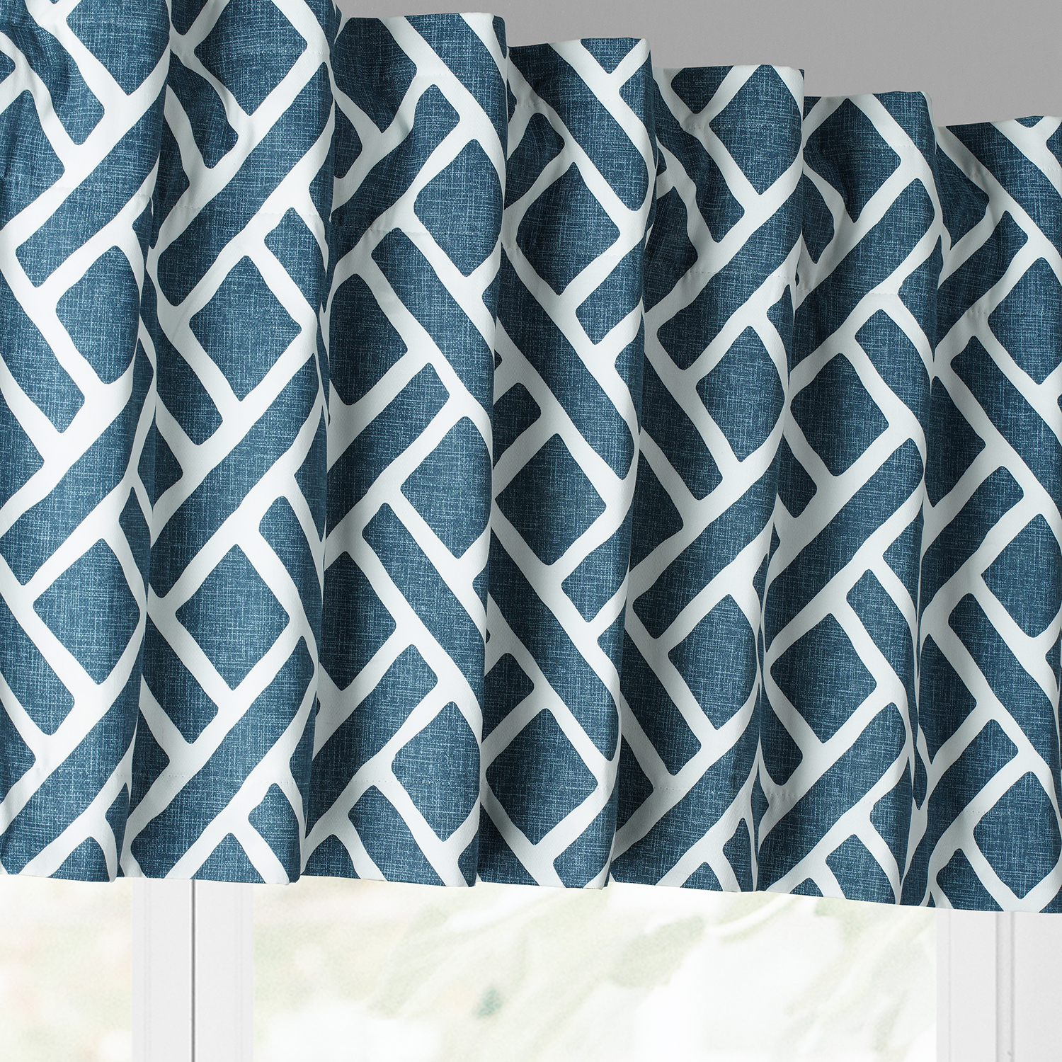 Martinique Blue Printed Cotton Window Valance