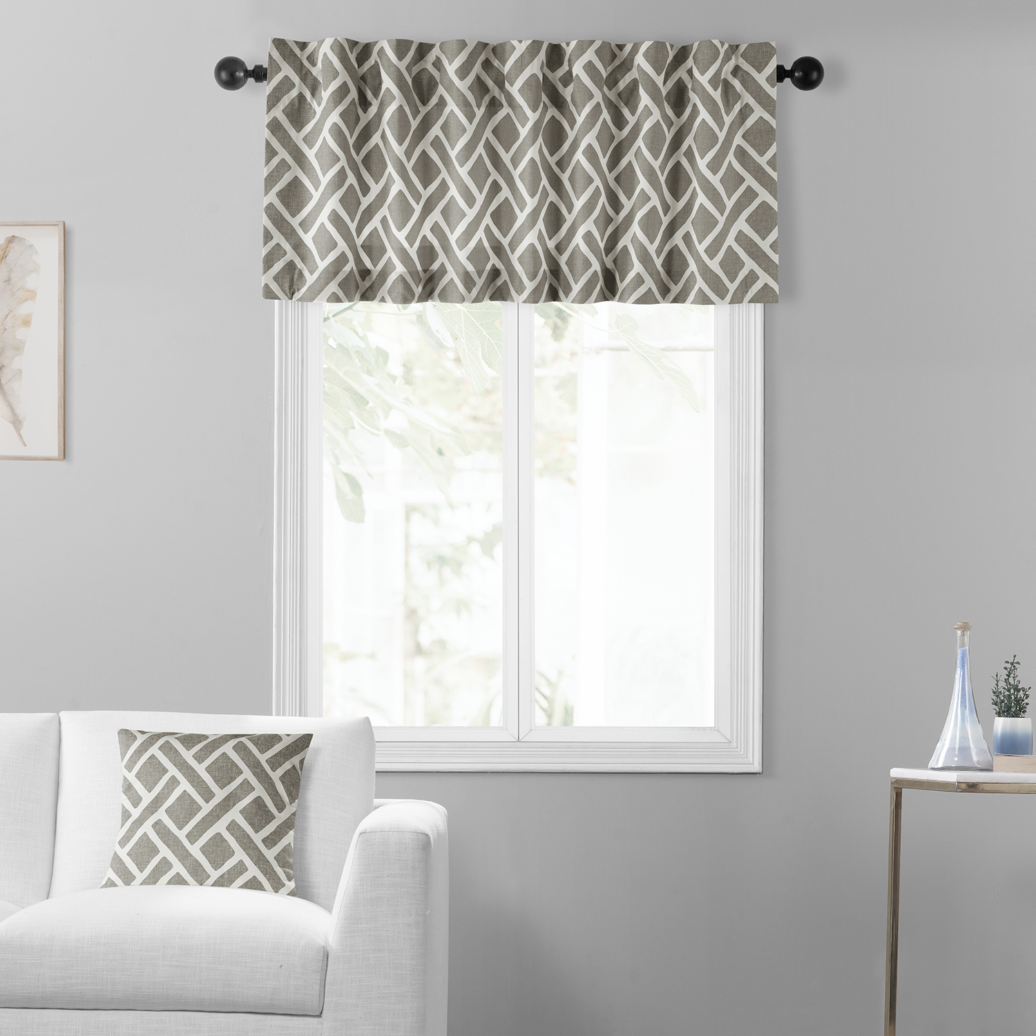 Martinique Taupe Printed Cotton Window Valance