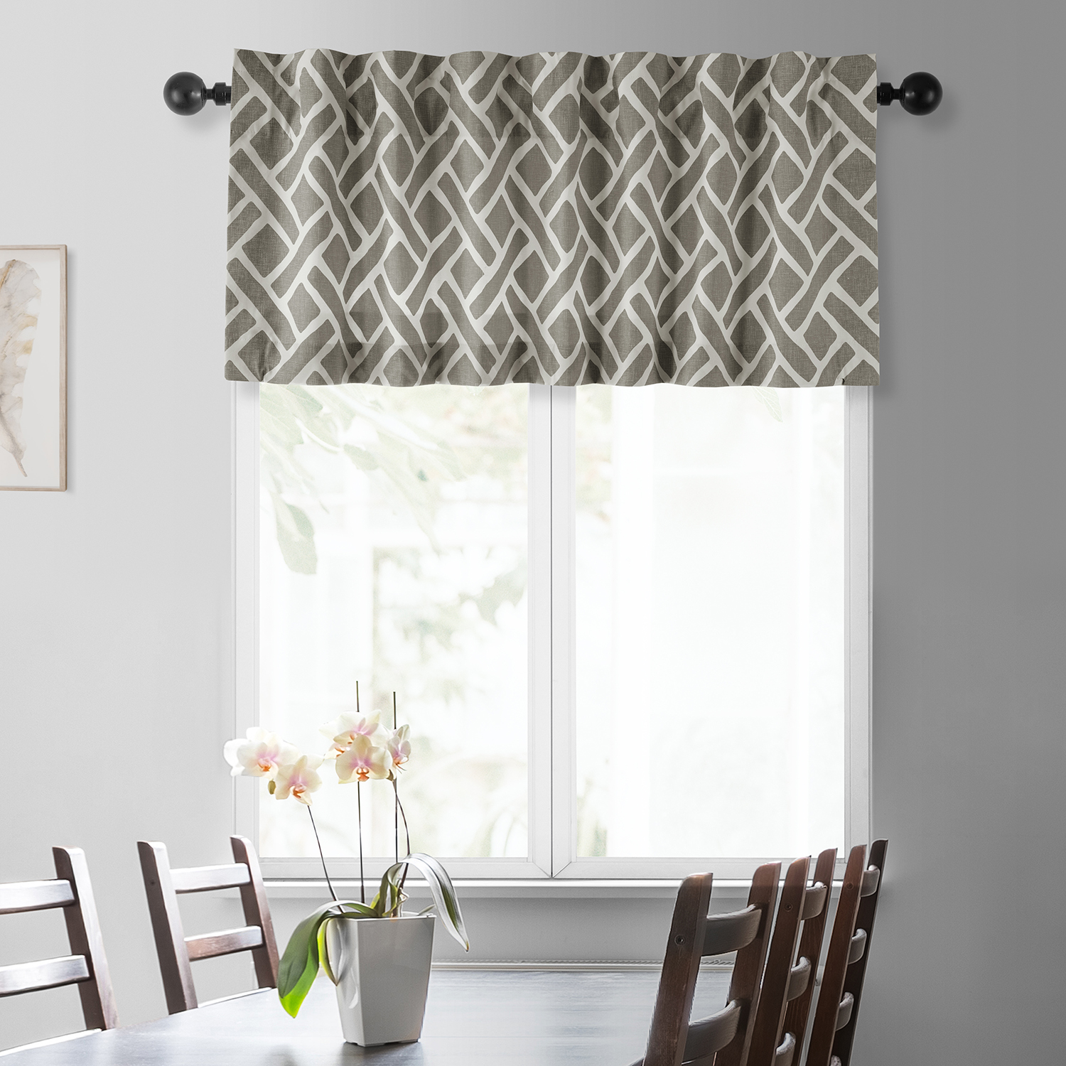 Martinique Taupe Printed Cotton Window Valance