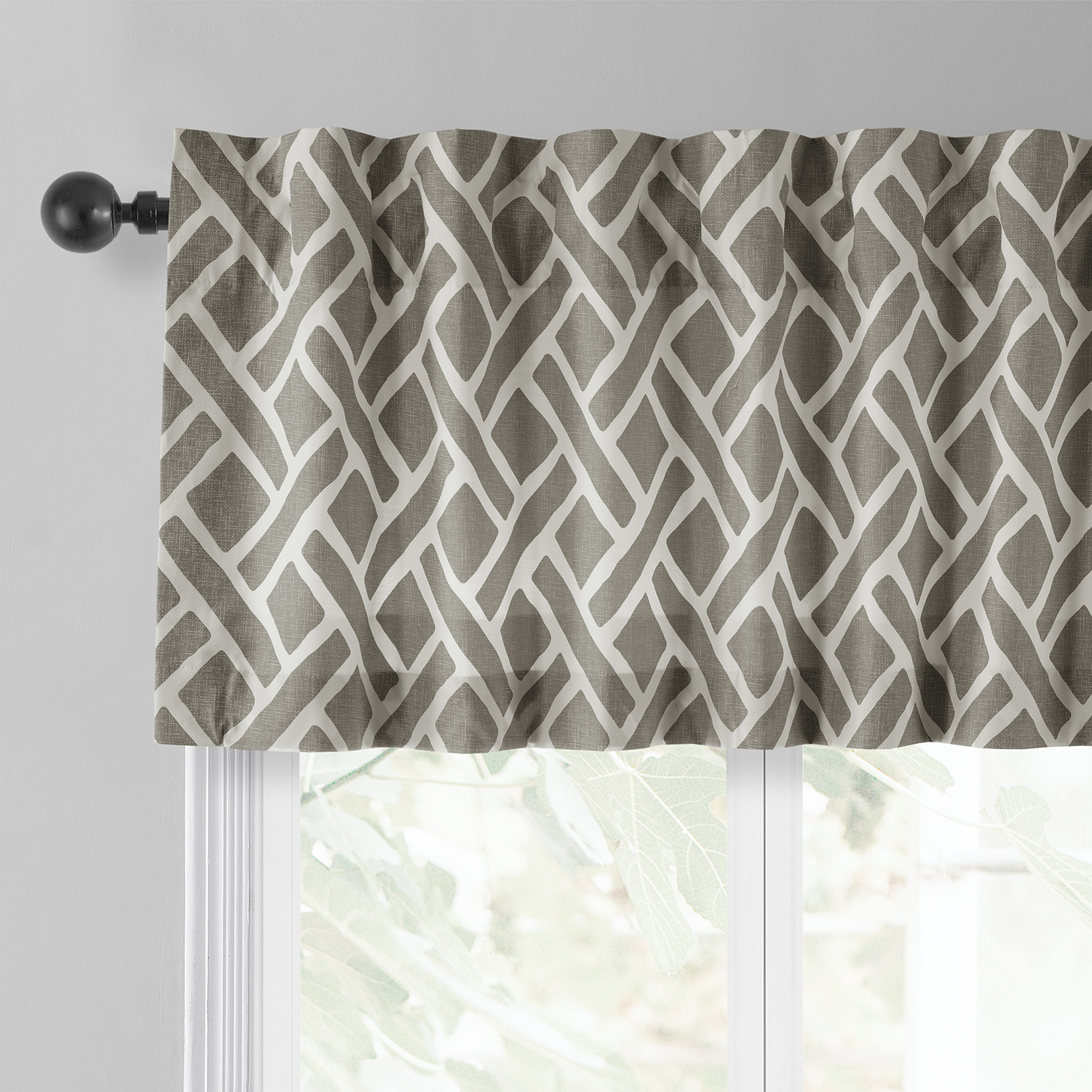 Martinique Taupe Printed Cotton Window Valance