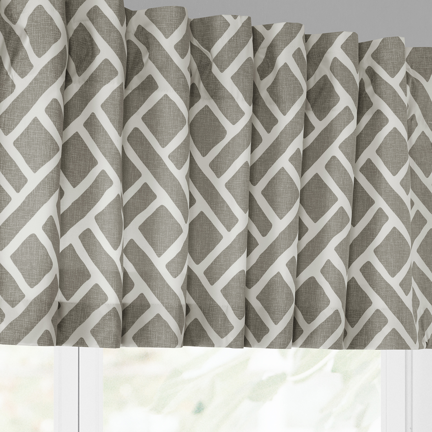 Martinique Taupe Printed Cotton Window Valance