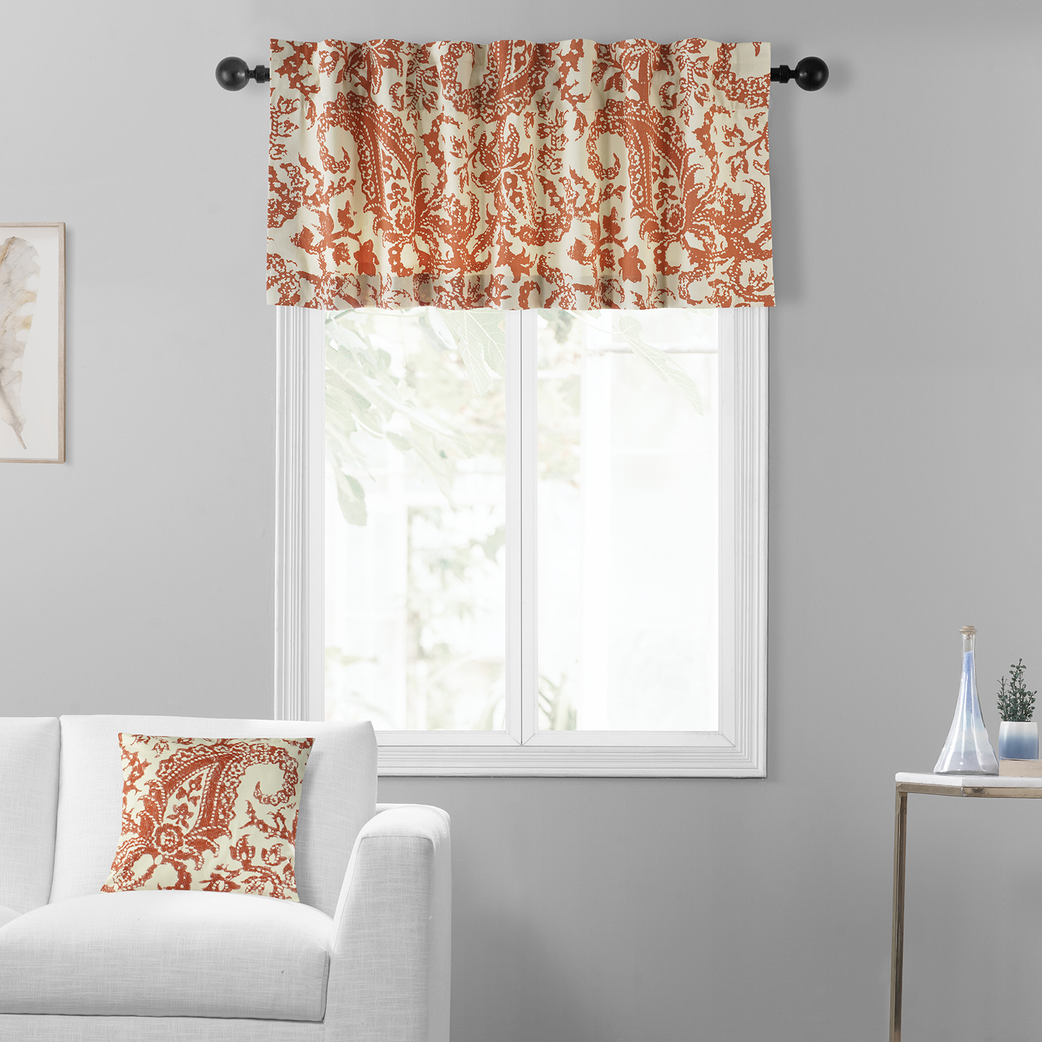 Edina Rust Printed Cotton Window Valance