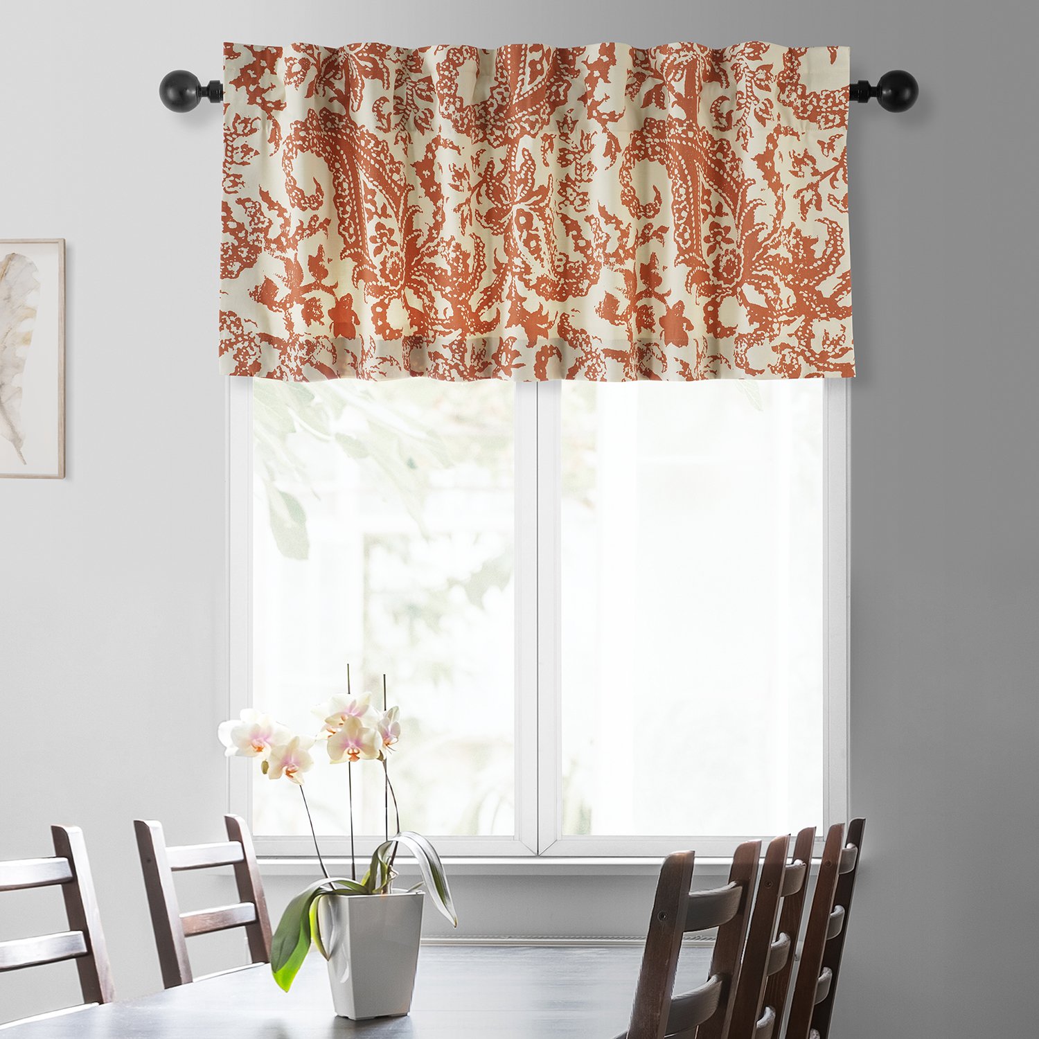 Edina Rust Printed Cotton Window Valance