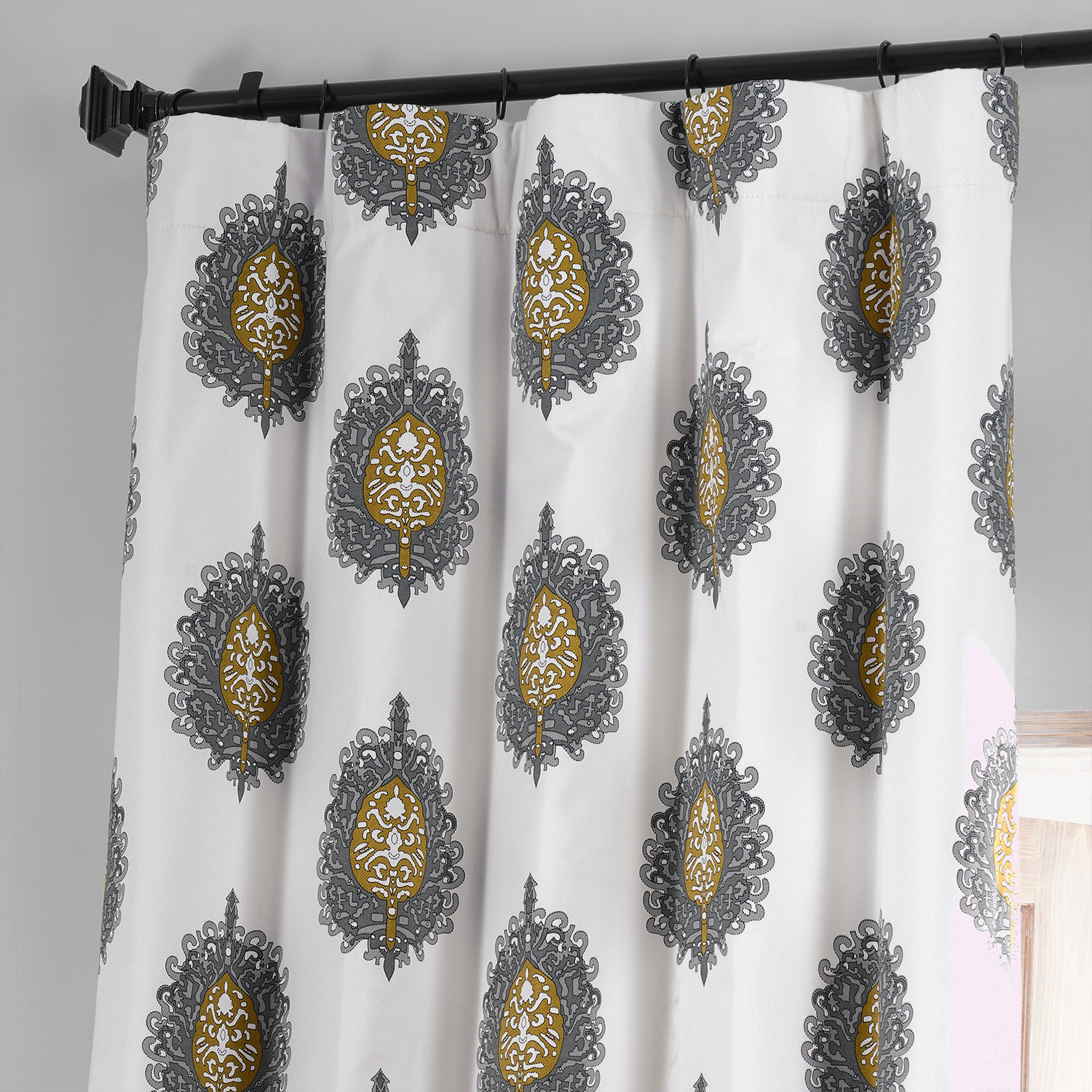 Mayan Gold Printed Cotton Hotel Blackout Curtain