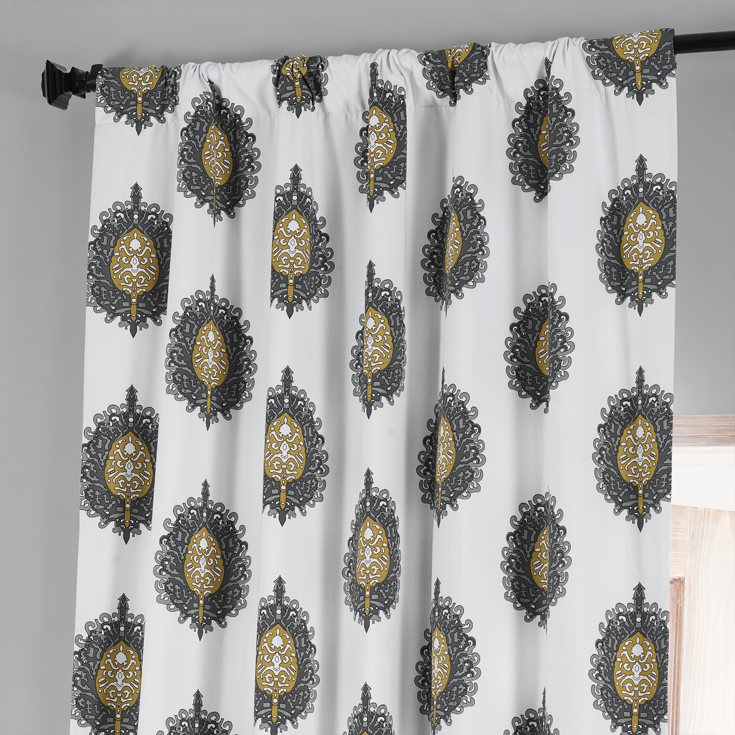 Mayan Gold Printed Cotton Hotel Blackout Curtain