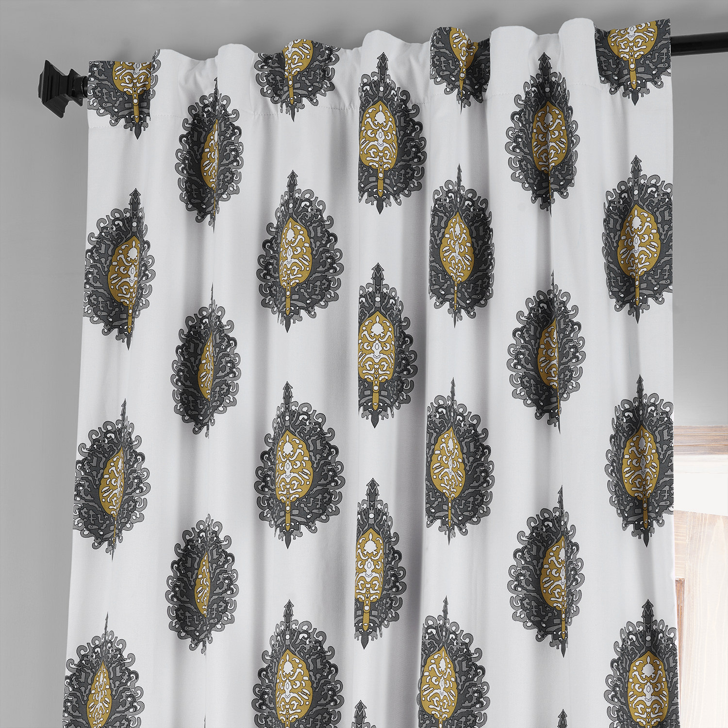 Mayan Gold Printed Cotton Hotel Blackout Curtain