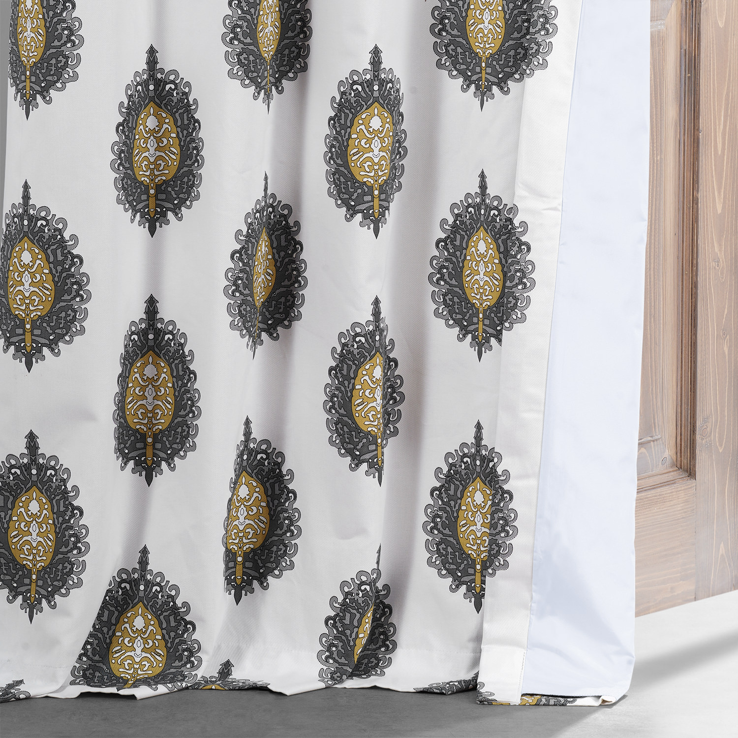 Mayan Gold Printed Cotton Hotel Blackout Curtain