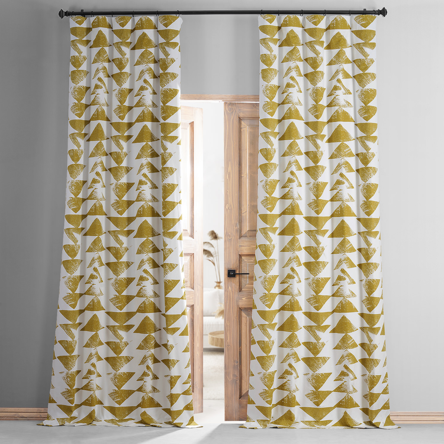 Triad Gold Printed Cotton Hotel Blackout Curtain