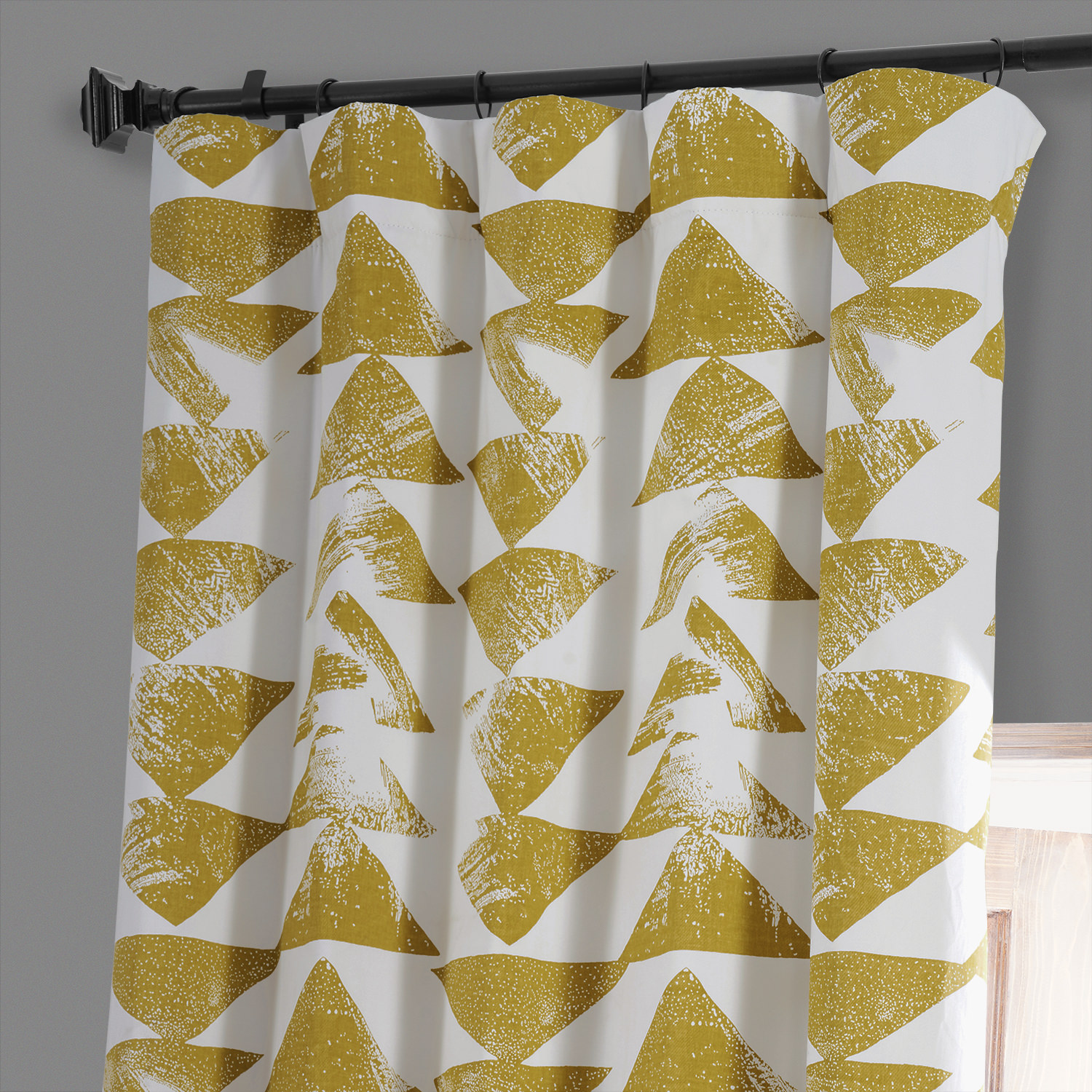 Triad Gold Printed Cotton Hotel Blackout Curtain