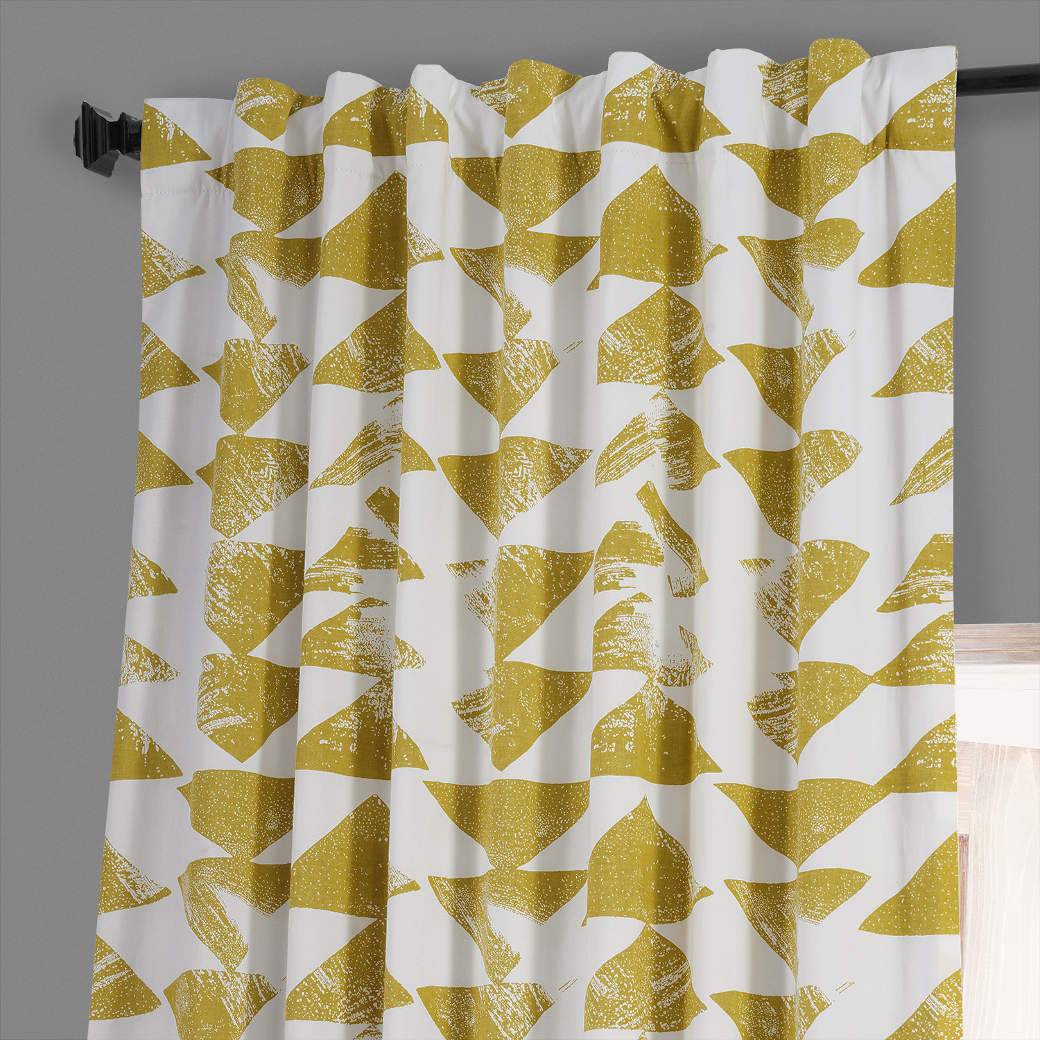 Triad Gold Printed Cotton Hotel Blackout Curtain