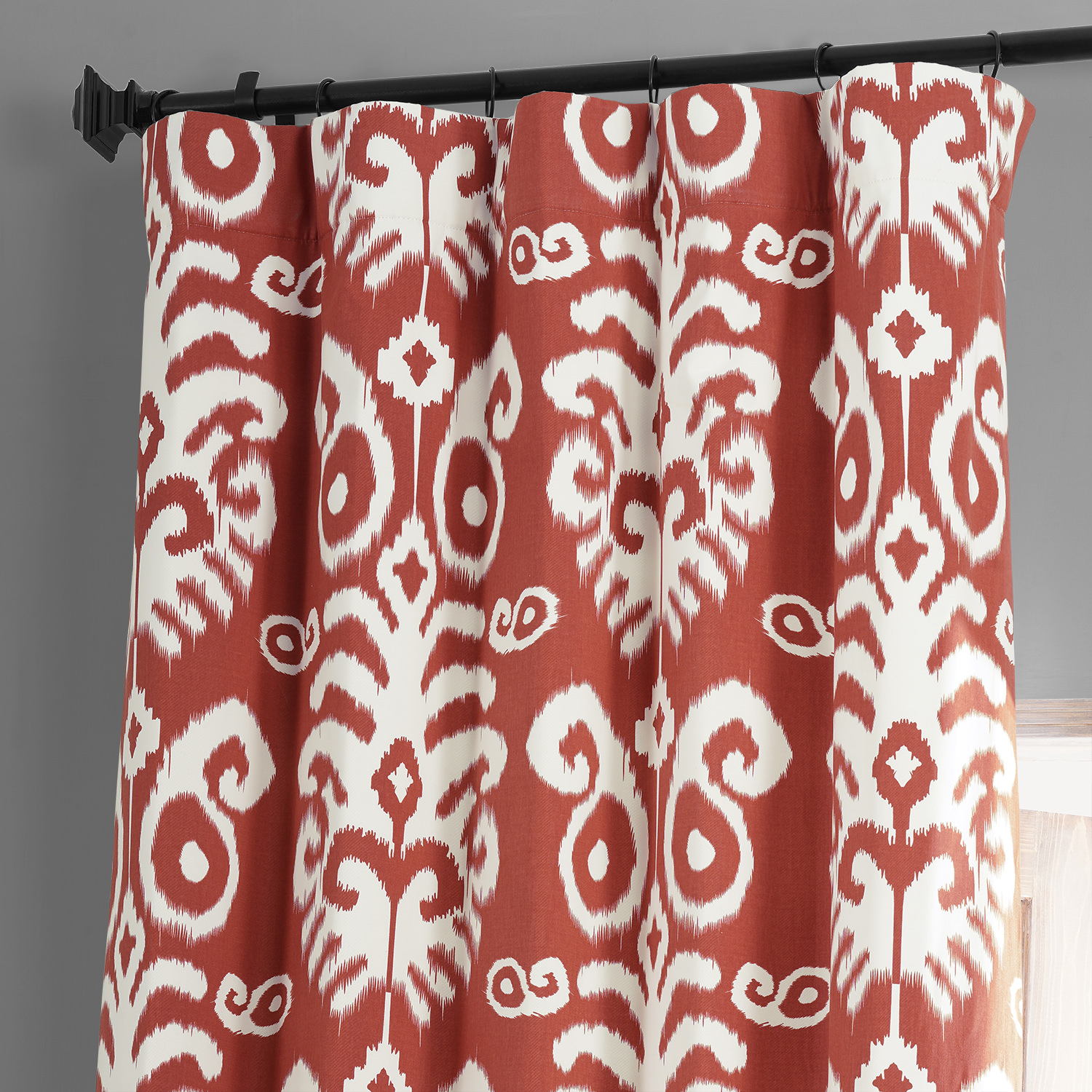 Sri Lanka Rust Printed Cotton Hotel Blackout Curtain