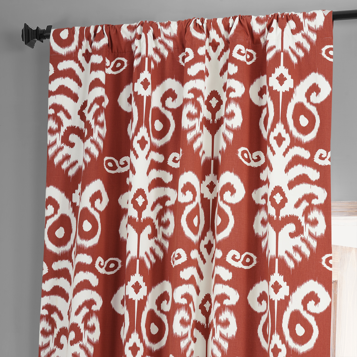 Sri Lanka Rust Printed Cotton Hotel Blackout Curtain