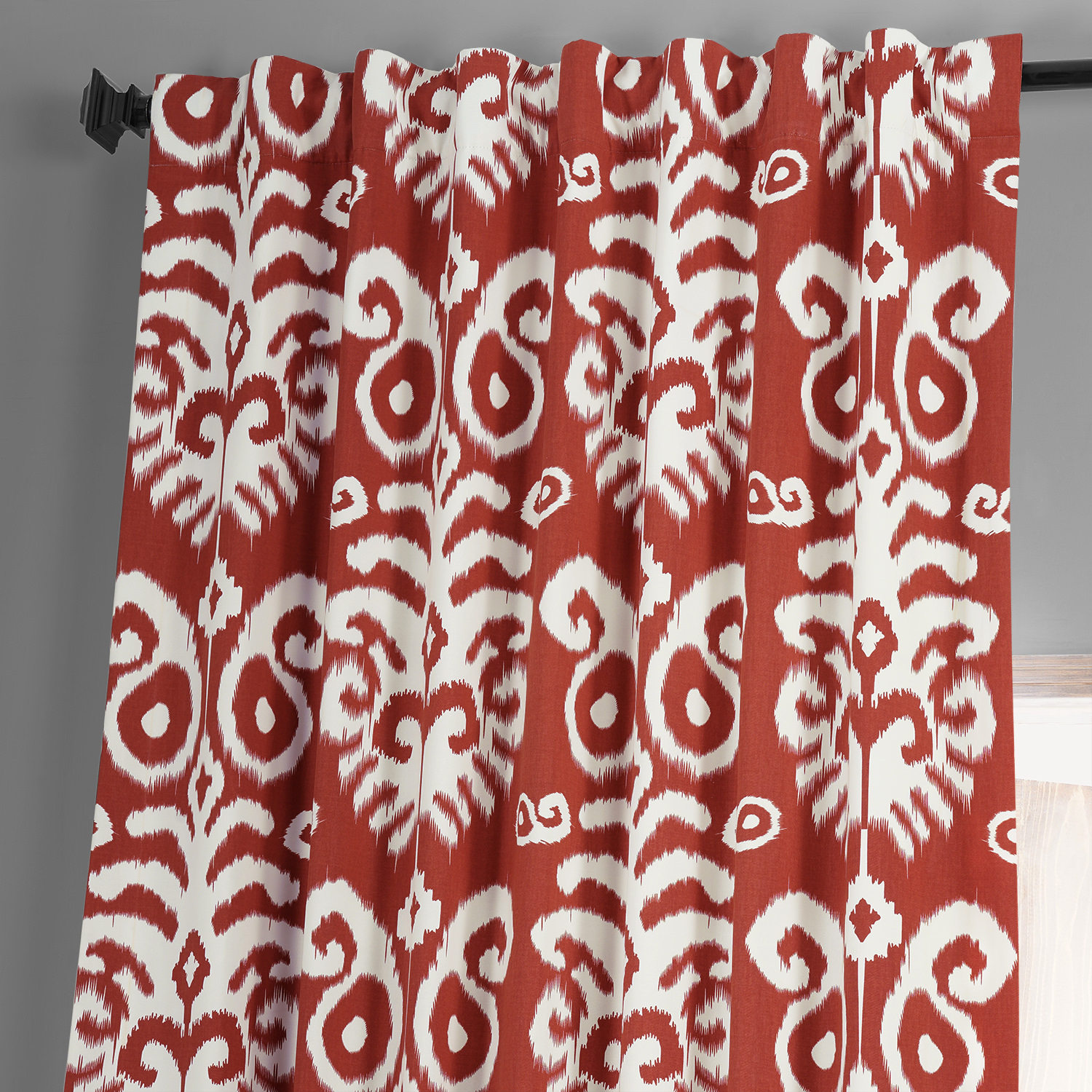 Sri Lanka Rust Printed Cotton Hotel Blackout Curtain