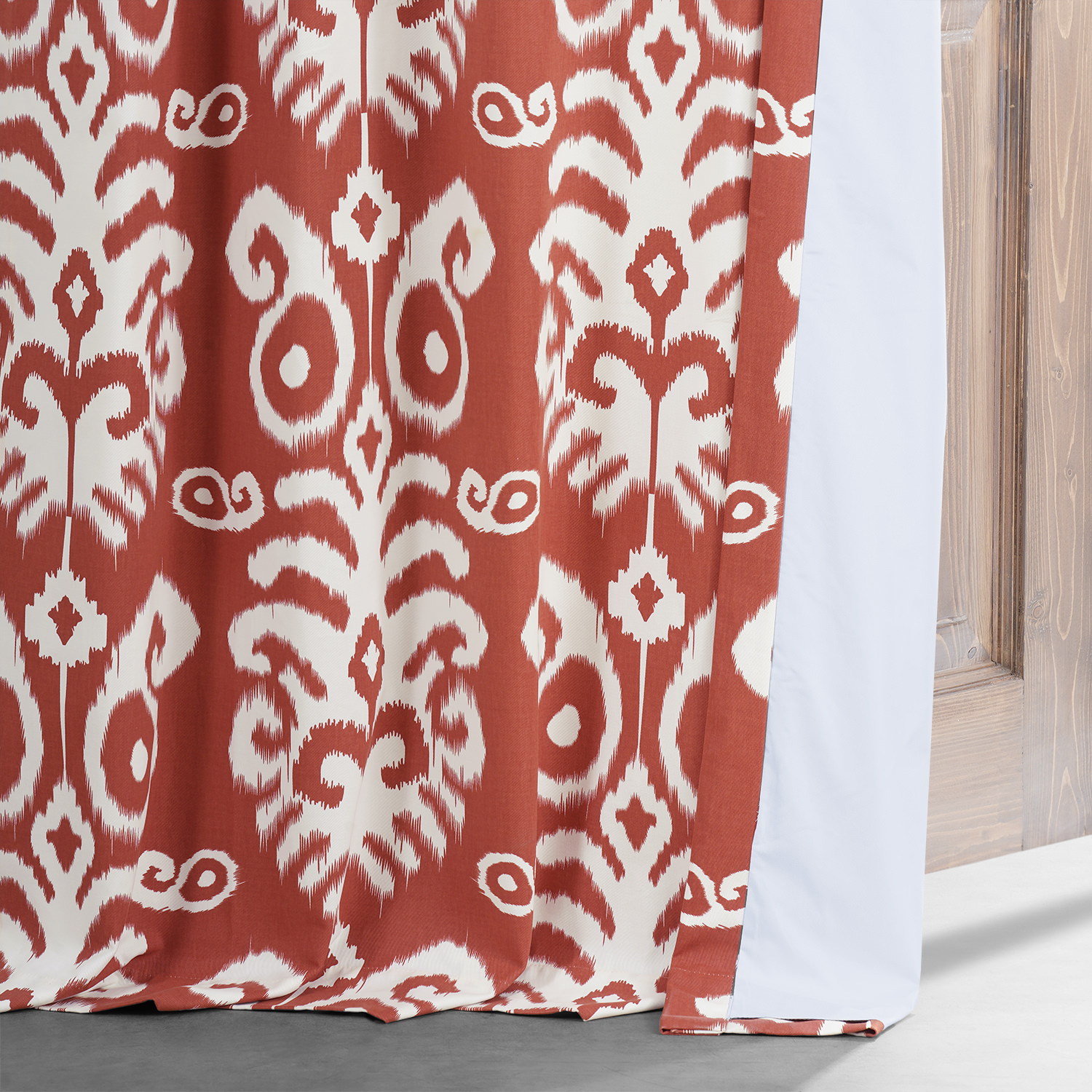 Sri Lanka Rust Printed Cotton Hotel Blackout Curtain