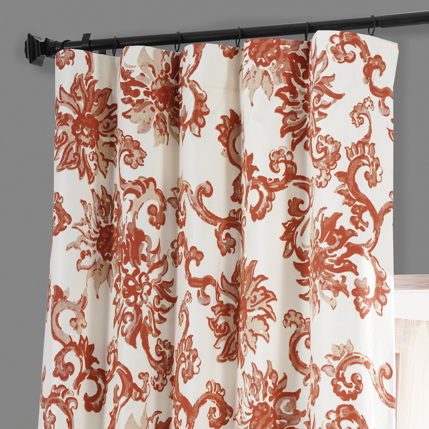 Indonesian Rust Printed Cotton Hotel Blackout Curtain