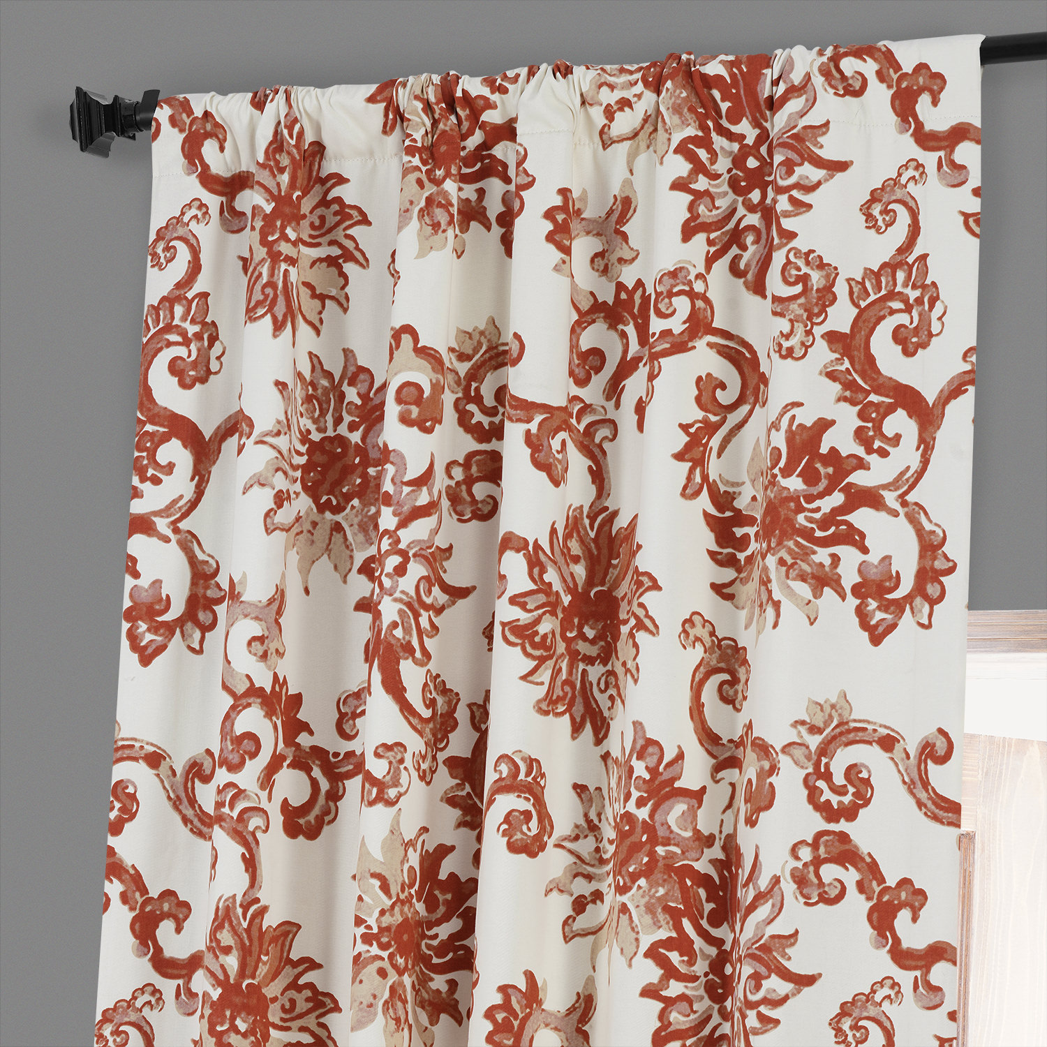 Indonesian Rust Printed Cotton Hotel Blackout Curtain