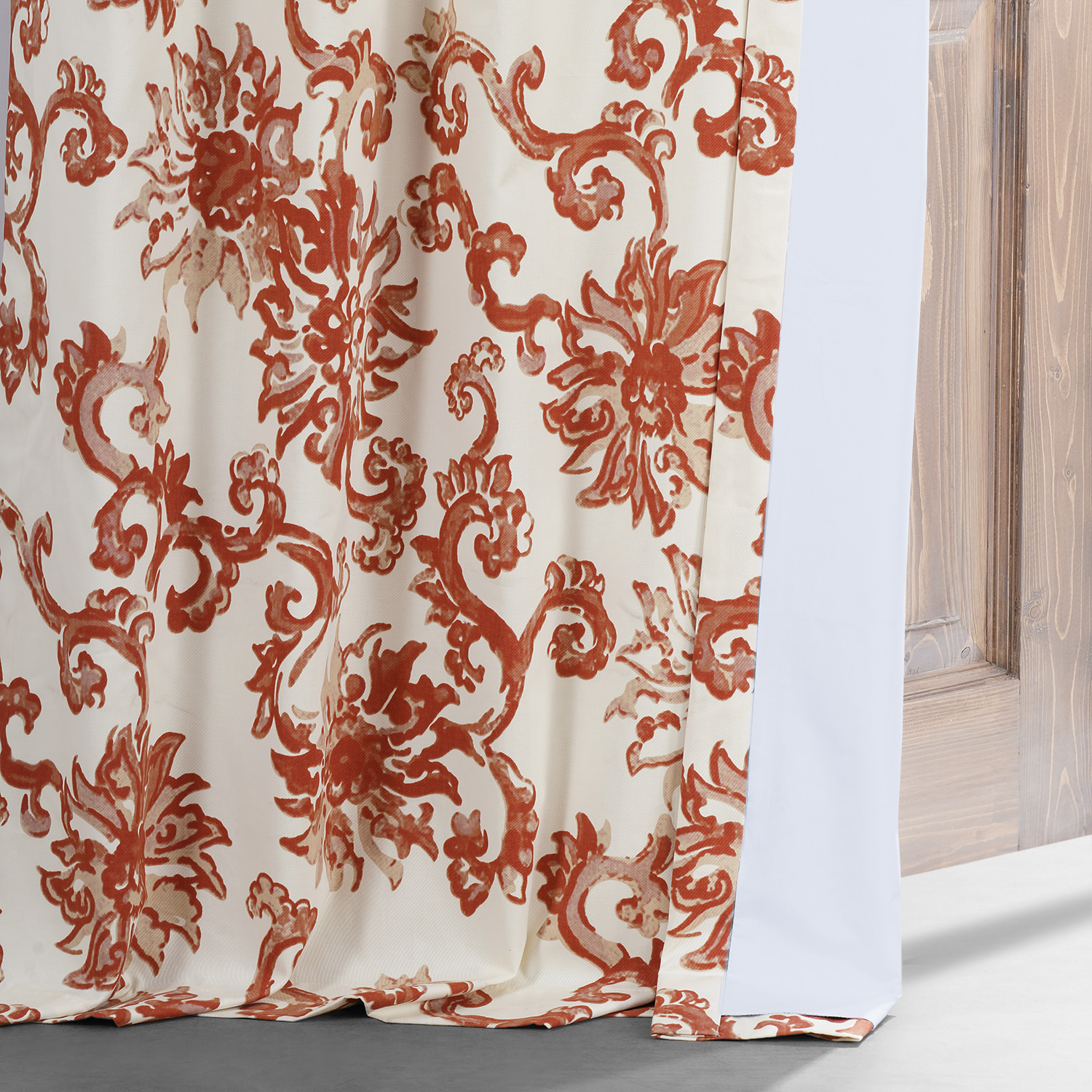 Indonesian Rust Printed Cotton Hotel Blackout Curtain