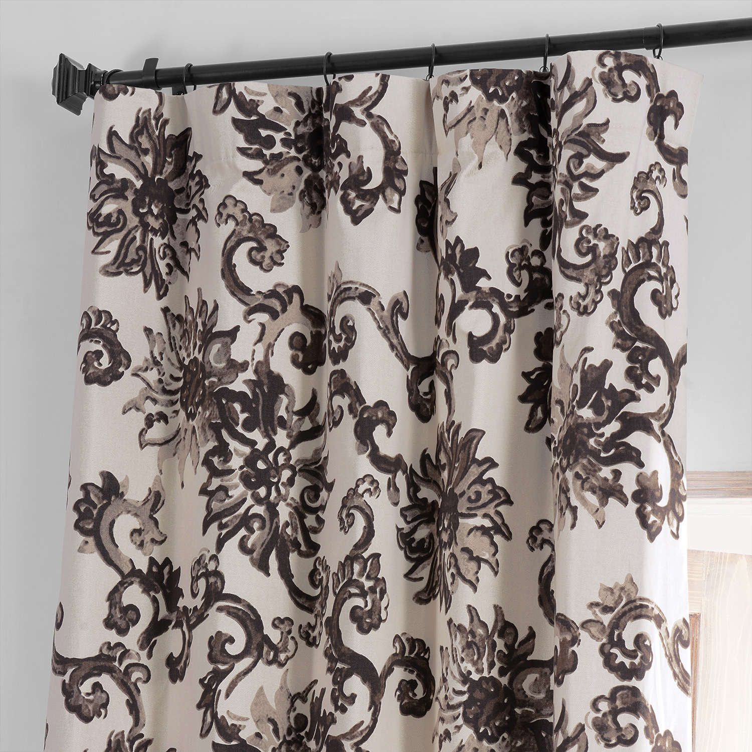 Indonesian Brown Printed Cotton Hotel Blackout Curtain