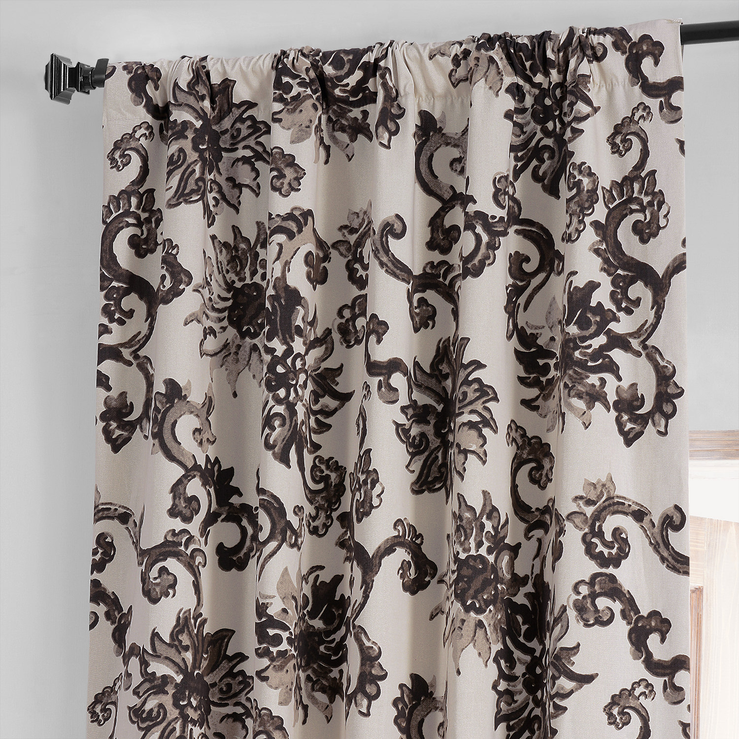 Indonesian Brown Printed Cotton Hotel Blackout Curtain