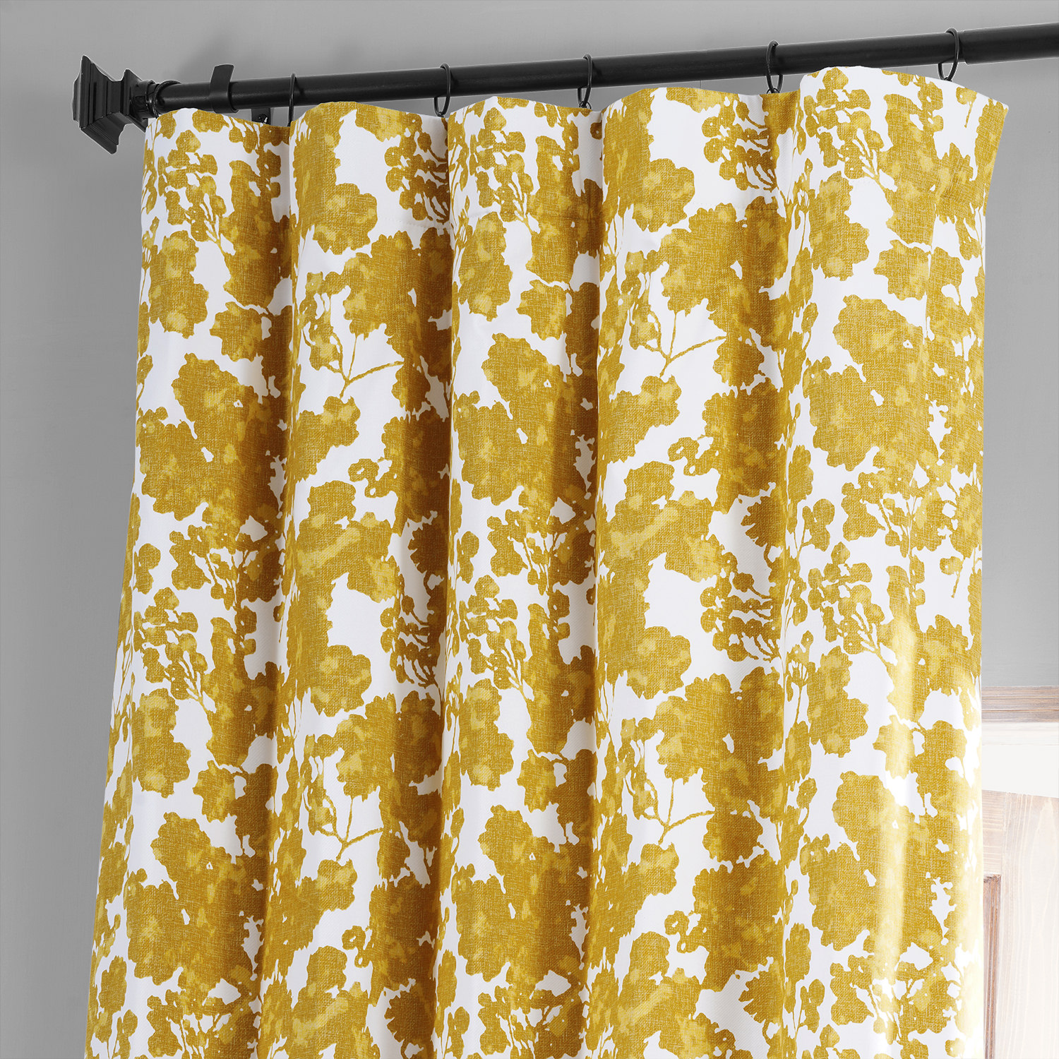 Fleur Gold Printed Cotton Hotel Blackout Curtain