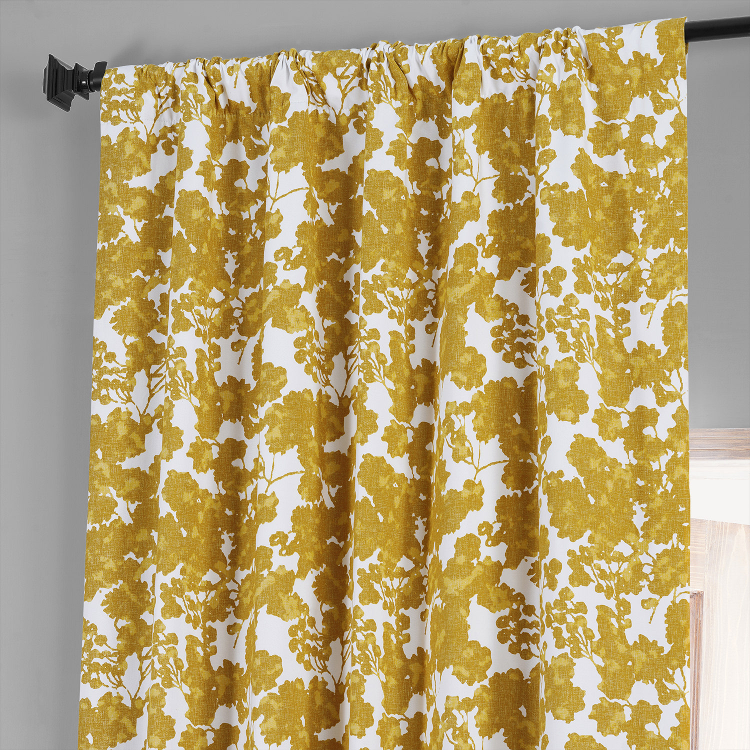 Fleur Gold Printed Cotton Hotel Blackout Curtain