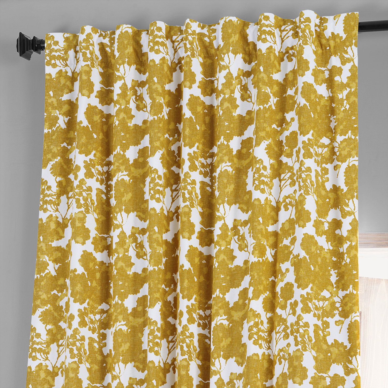 Fleur Gold Printed Cotton Hotel Blackout Curtain