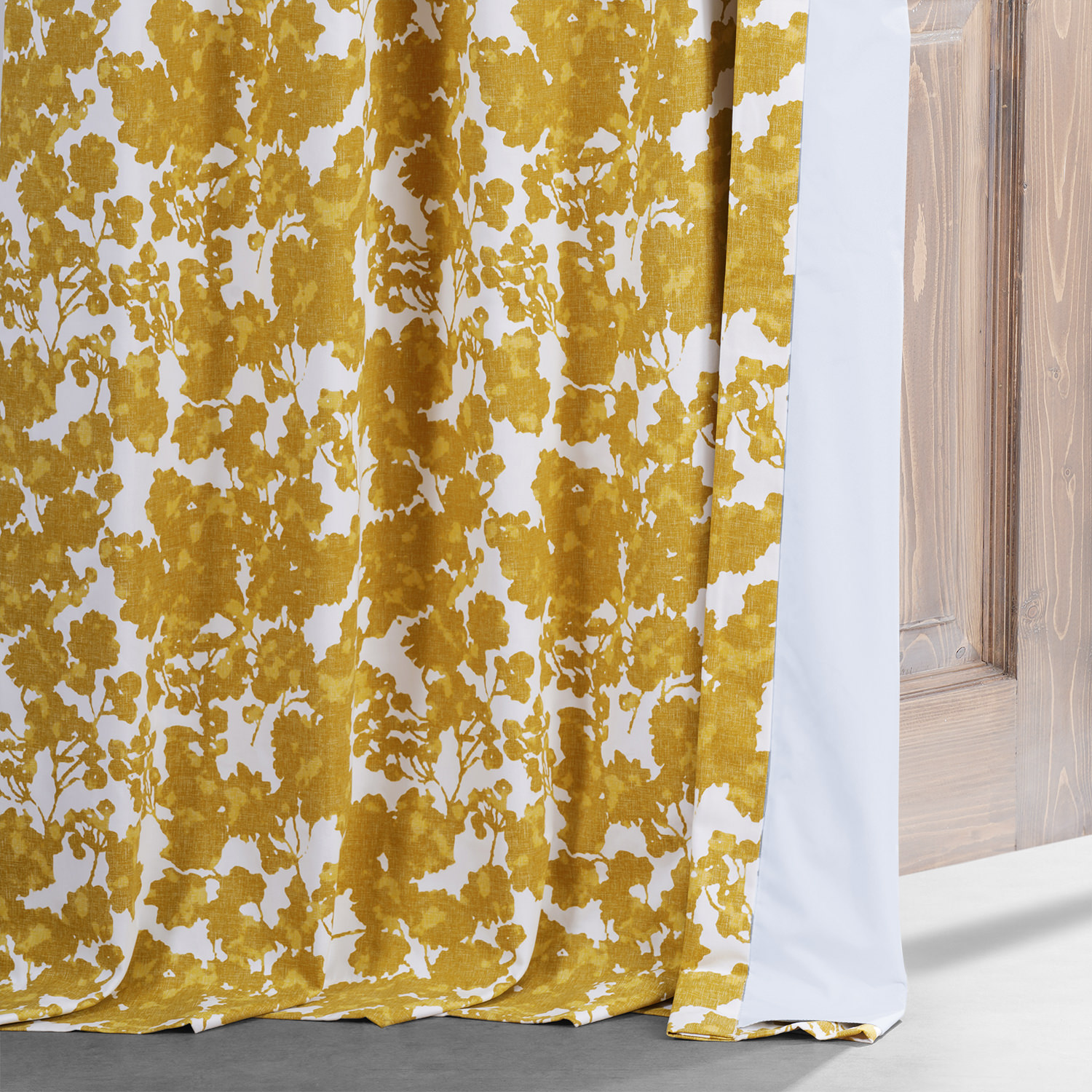 Fleur Gold Printed Cotton Hotel Blackout Curtain