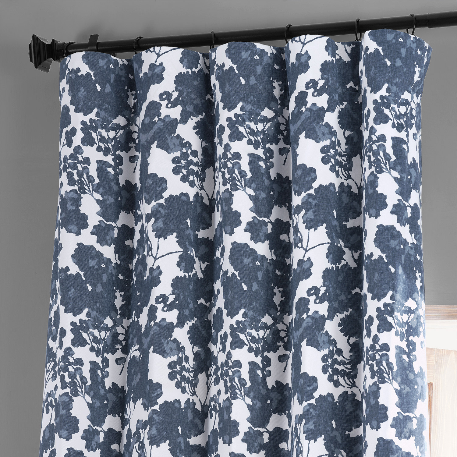 Fleur Blue Printed Cotton Hotel Blackout Curtain