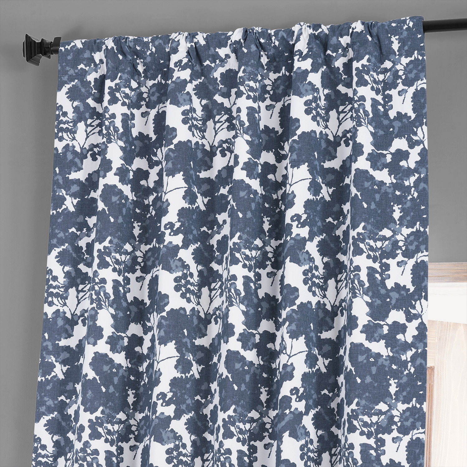 Fleur Blue Printed Cotton Hotel Blackout Curtain