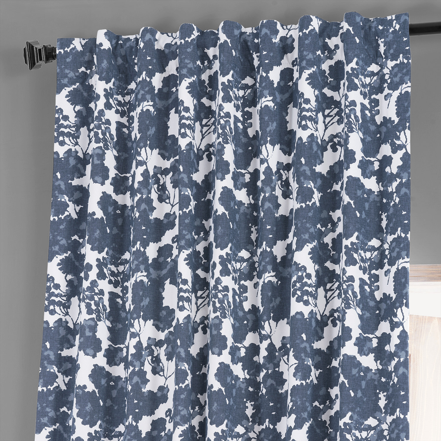 Fleur Blue Printed Cotton Hotel Blackout Curtain