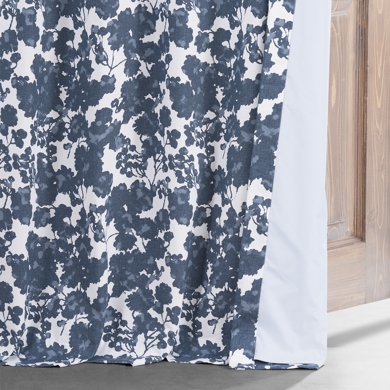 Fleur Blue Printed Cotton Hotel Blackout Curtain