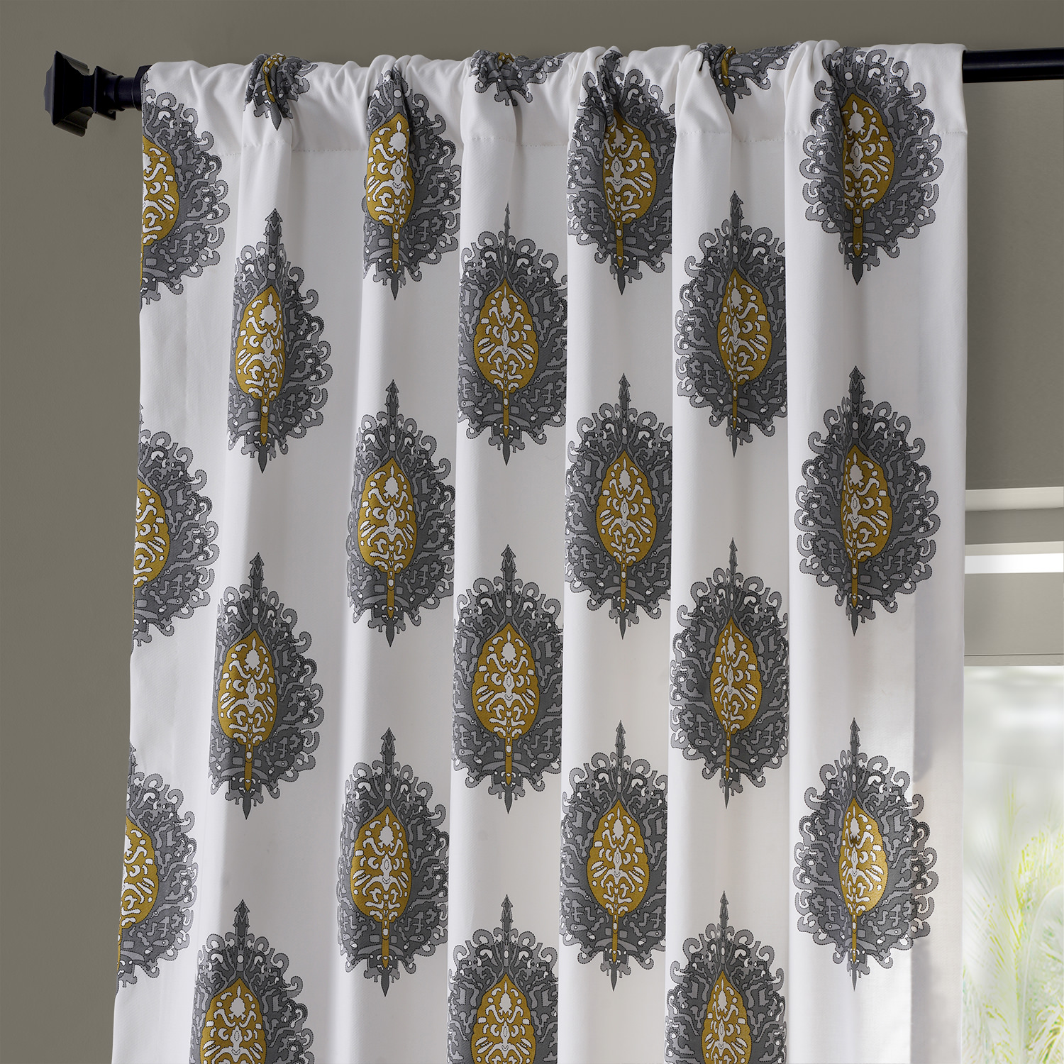 Mayan Gold Printed Cotton Twill Curtain