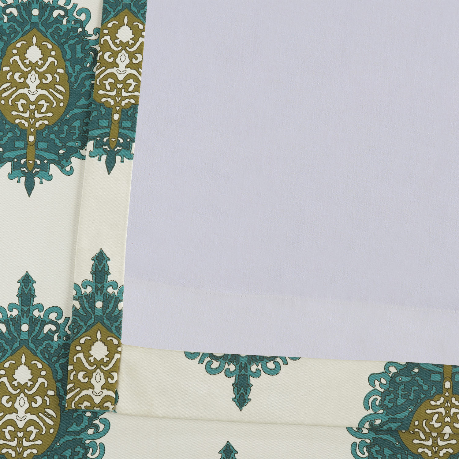 Mayan Teal Printed Cotton Curtain