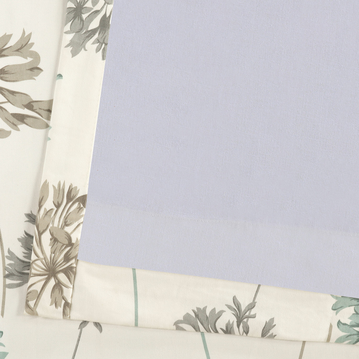 Allium Blue Gray Printed Cotton Curtain