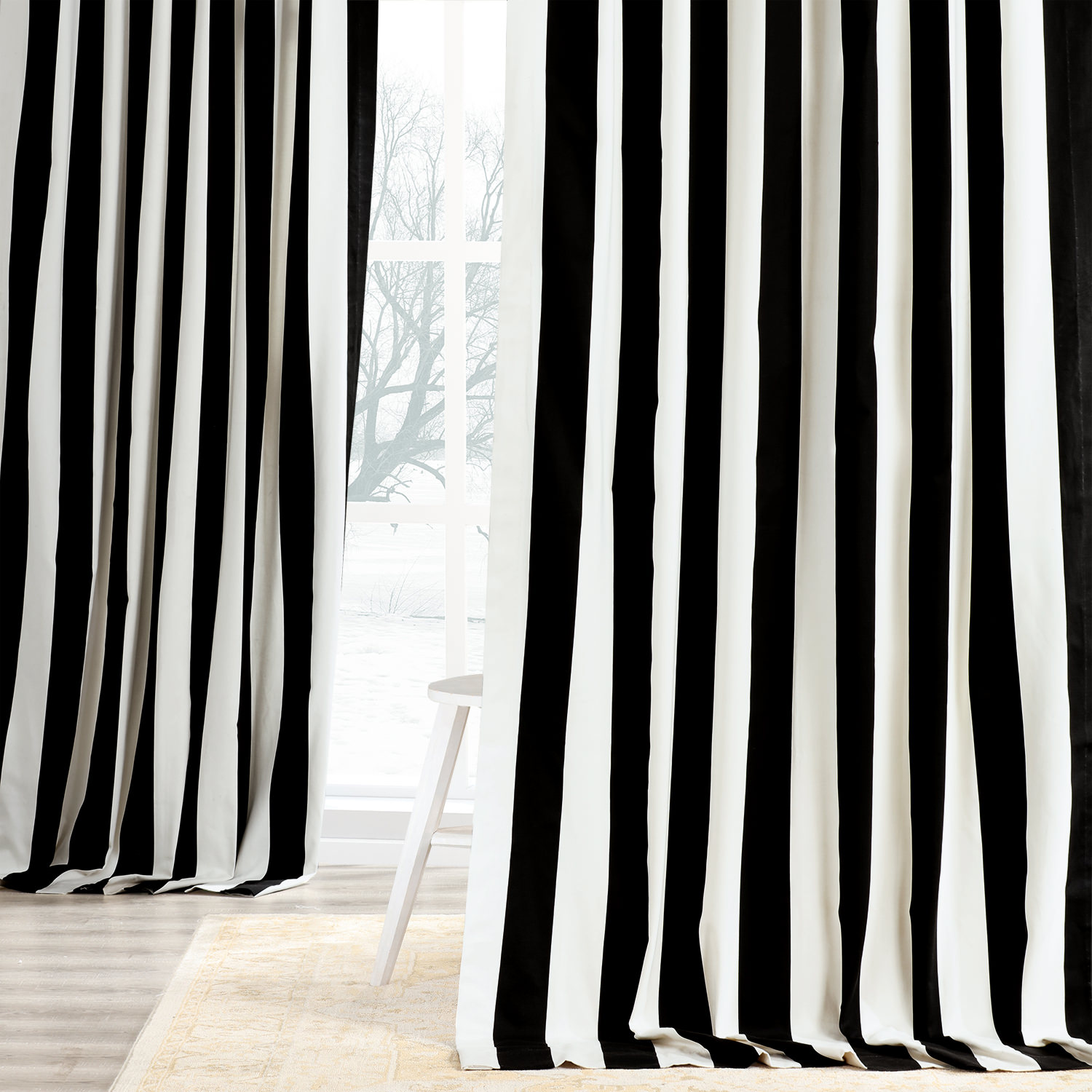 Cabana Black Printed Cotton Curtain