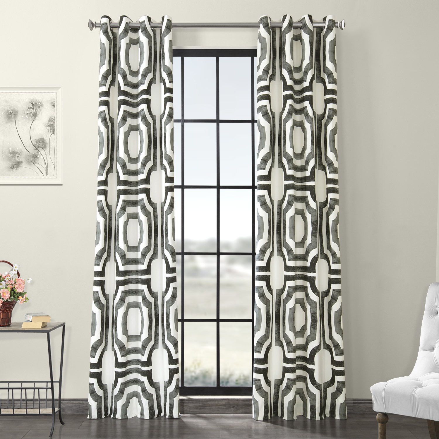 Mecca Steel Grommet Printed Cotton Curtain