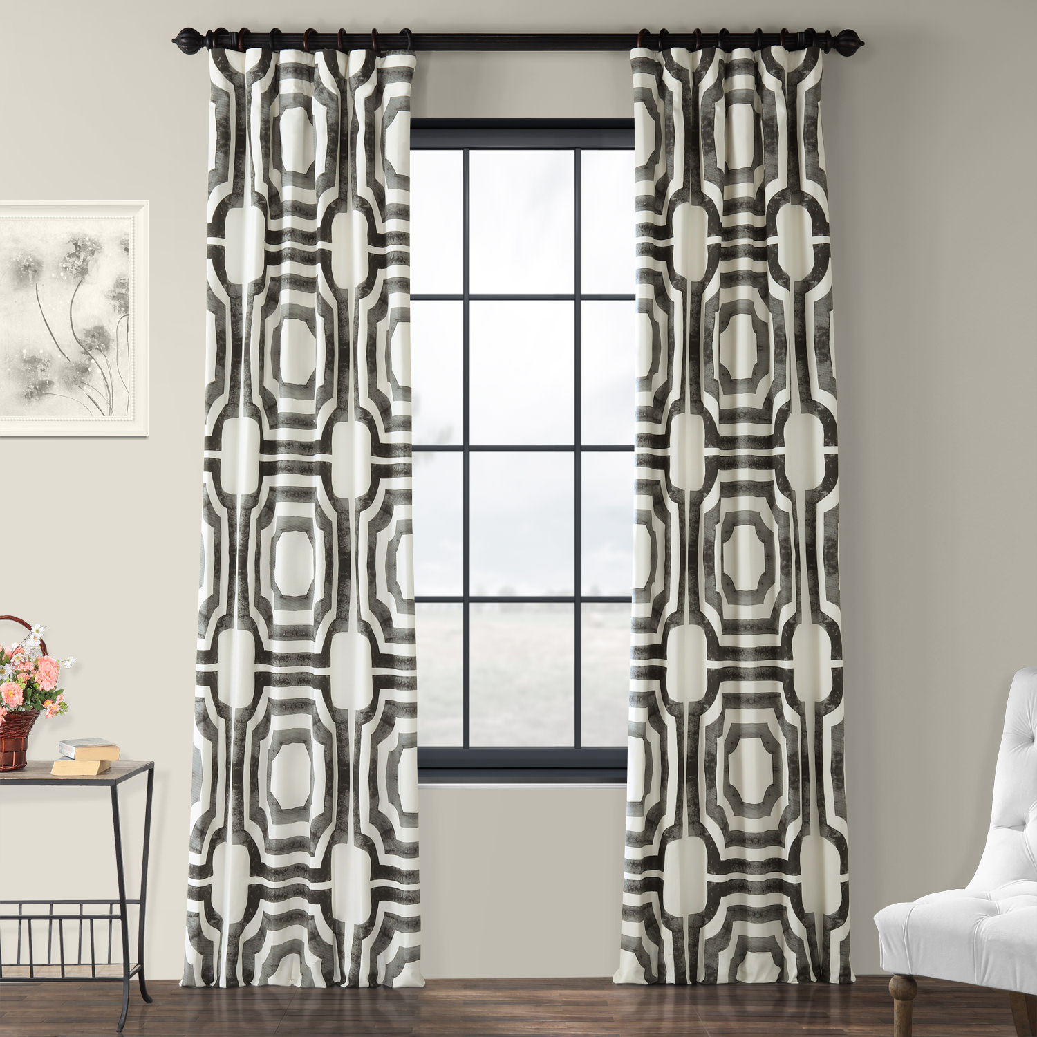 Mecca Steel Printed Cotton Curtain