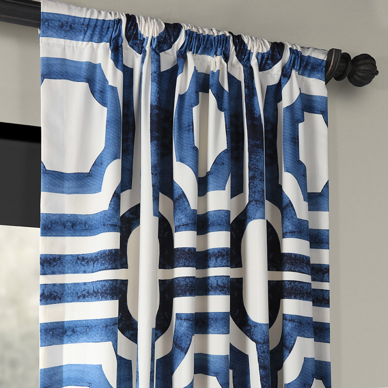 Mecca Blue Printed Cotton Curtain